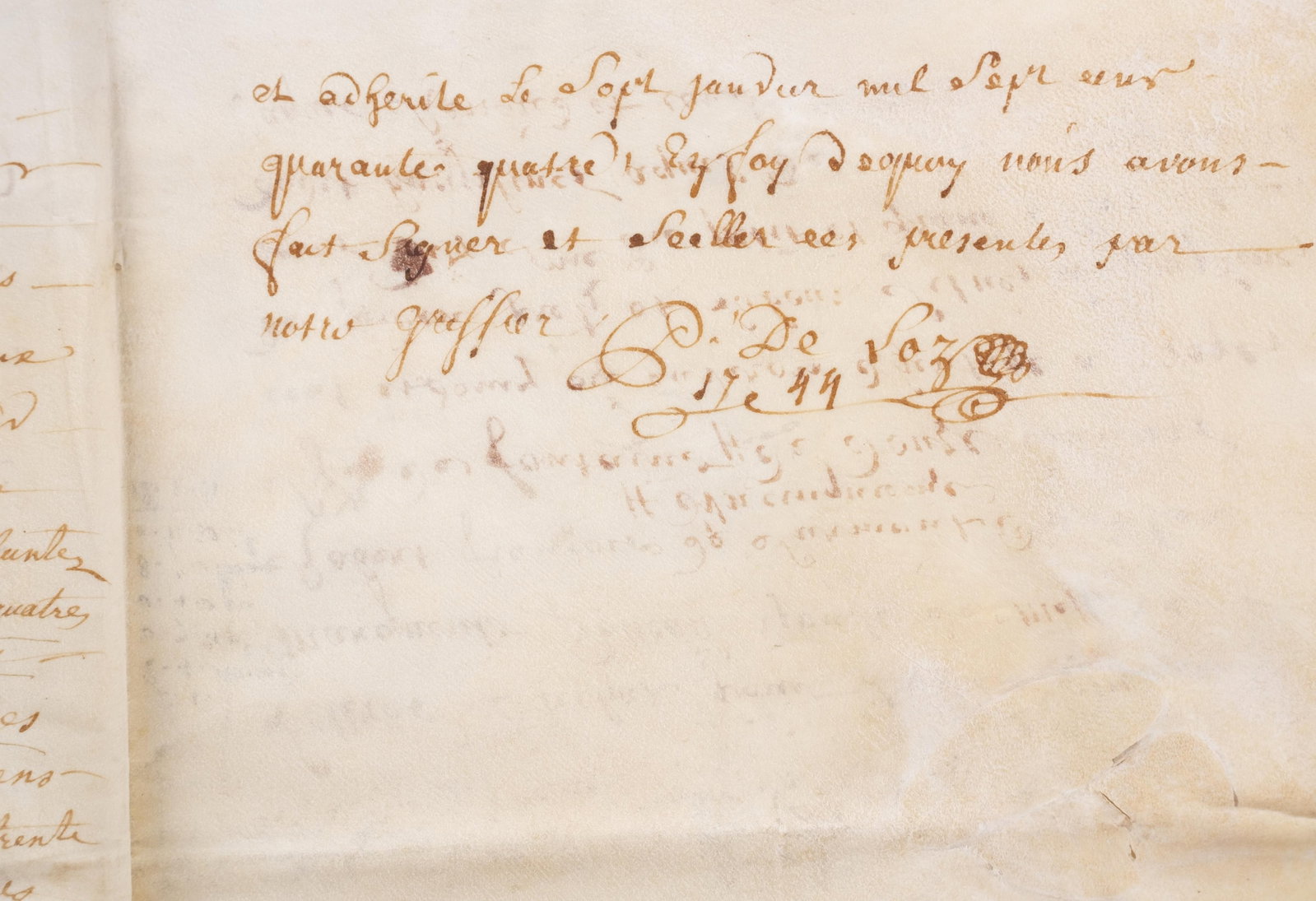 No Reserve: 1743 Signed French Royal Land Purchase Manuscript With Seal - 4