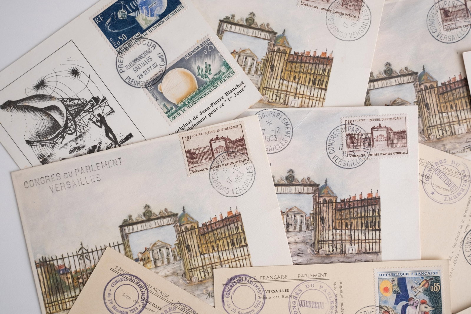 No Reserve: Signed Jacques Marette French First Day Covers & Versailles Postcard Collection - 2