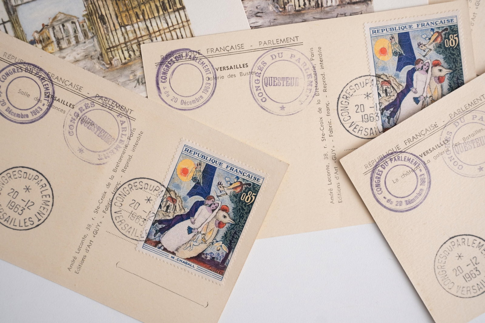 No Reserve: Signed Jacques Marette French First Day Covers & Versailles Postcard Collection - 4