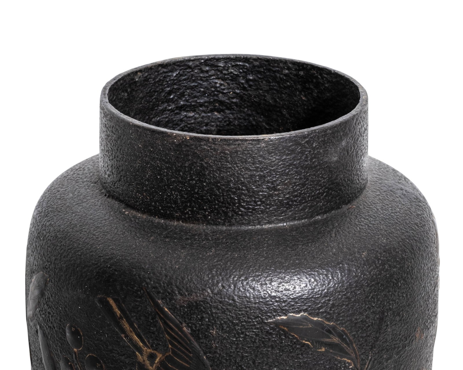 Japanese Meiji Period Bronze Vase with Birds and Berries in Relief, circa 1900 - 3