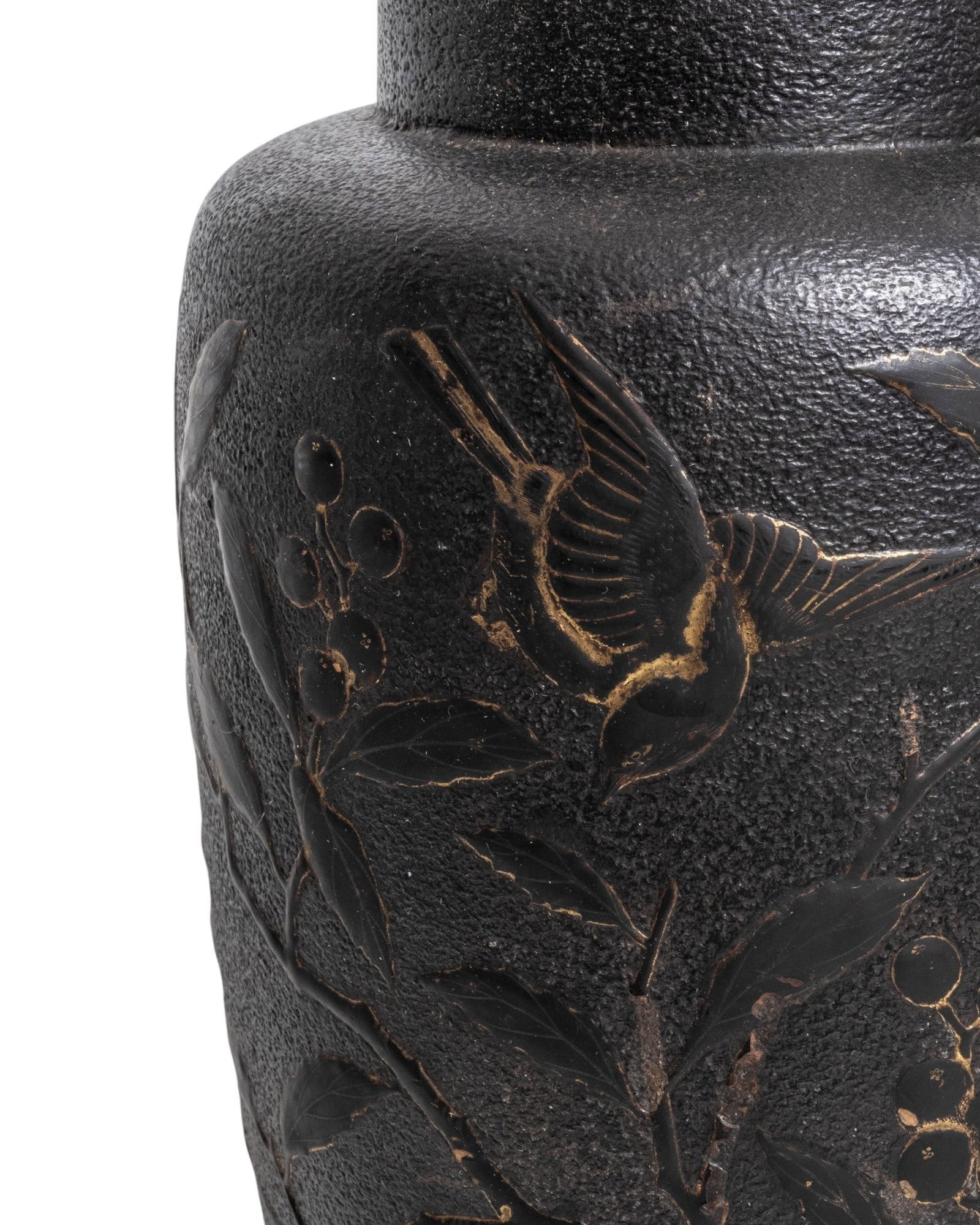 Japanese Meiji Period Bronze Vase with Birds and Berries in Relief, circa 1900 - 4