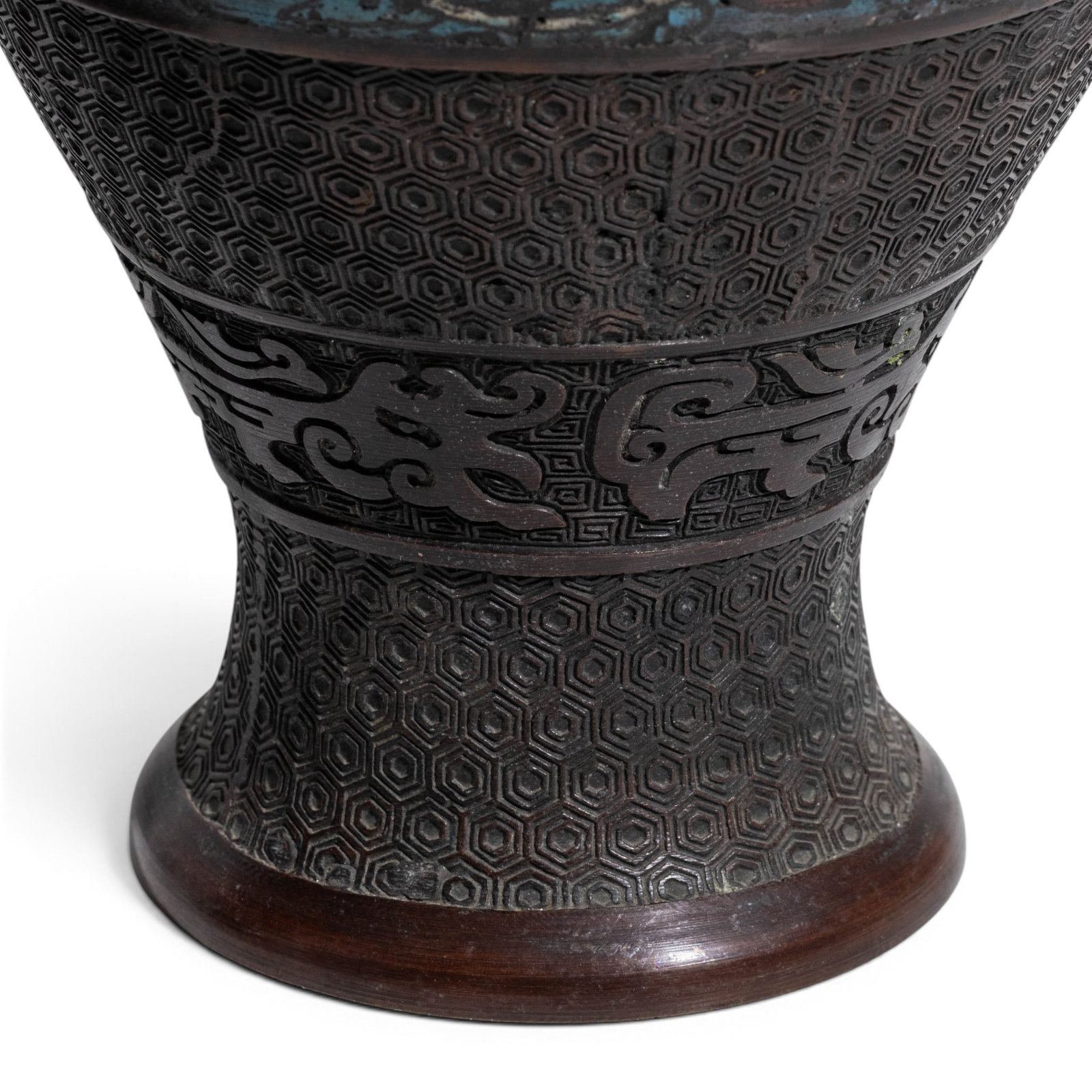 Pair Japanese Meiji Signed Bronze & Champlevé Enamel Vases, 19th Century - 7