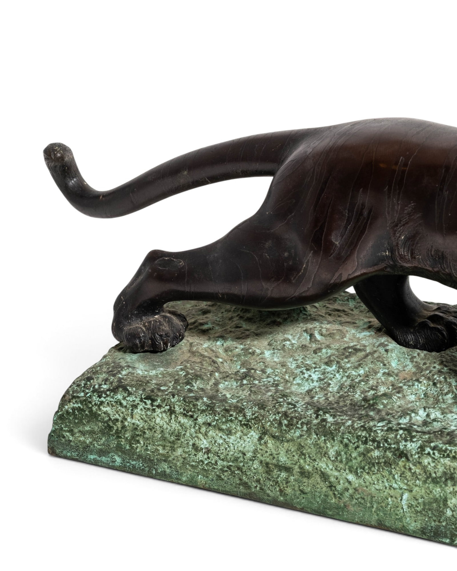 Japanese Meiji Bronze Tiger Sculpture with gold tone Cabochon Eyes, Circa 1900 - 4