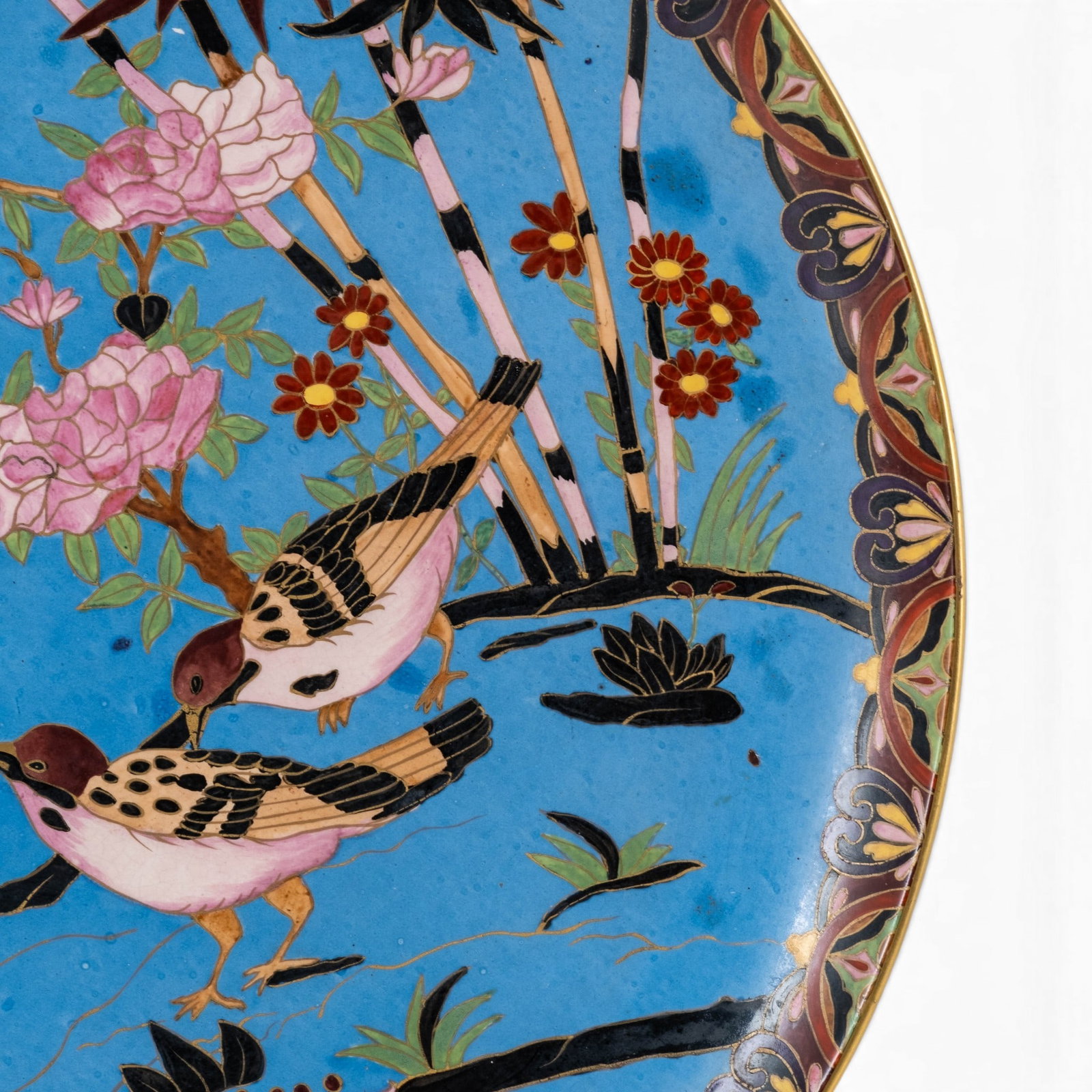 No Reserve: Japanese Meiji Period Faience Charger with Hand Painted Decoration, 19th Century - 3