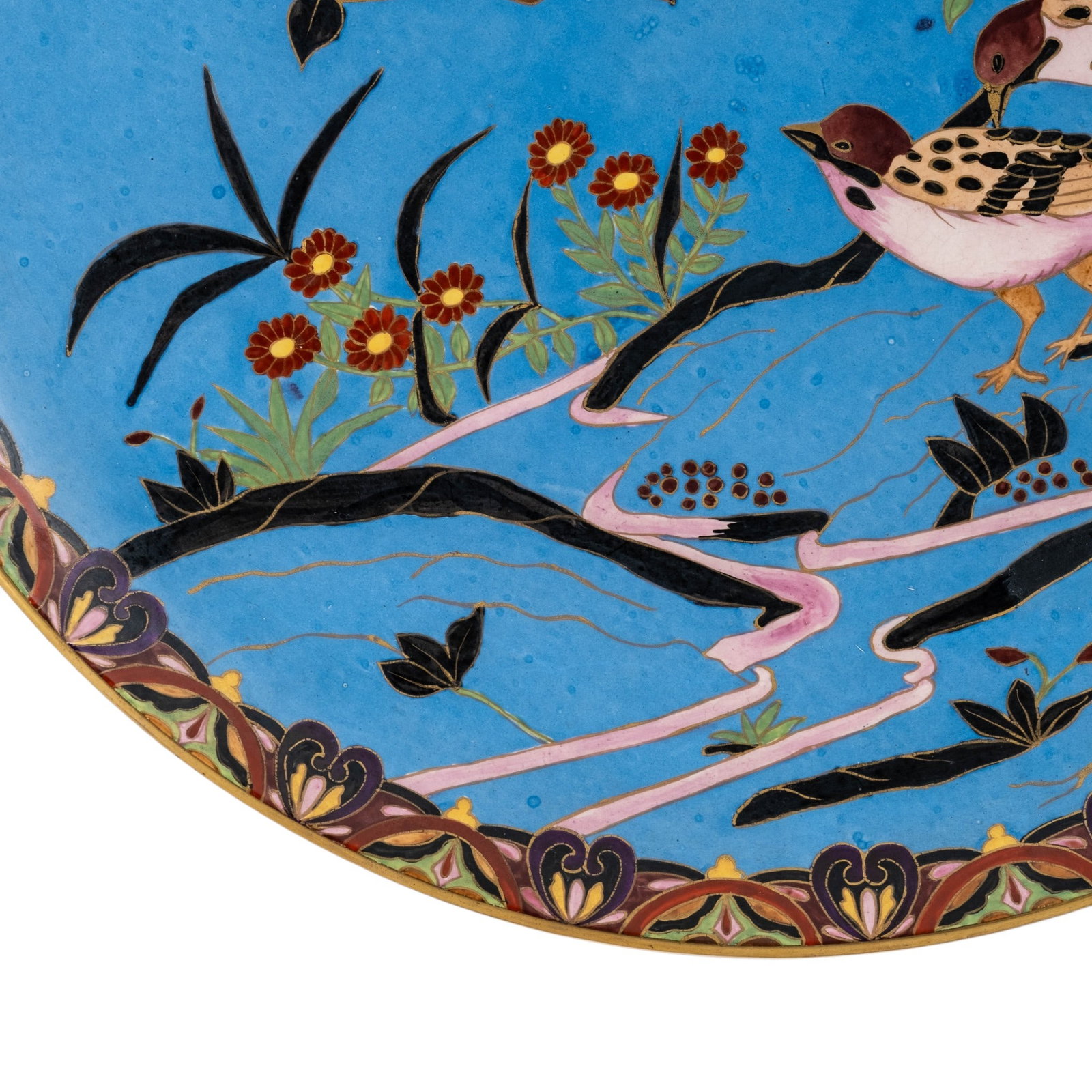 No Reserve: Japanese Meiji Period Faience Charger with Hand Painted Decoration, 19th Century - 4