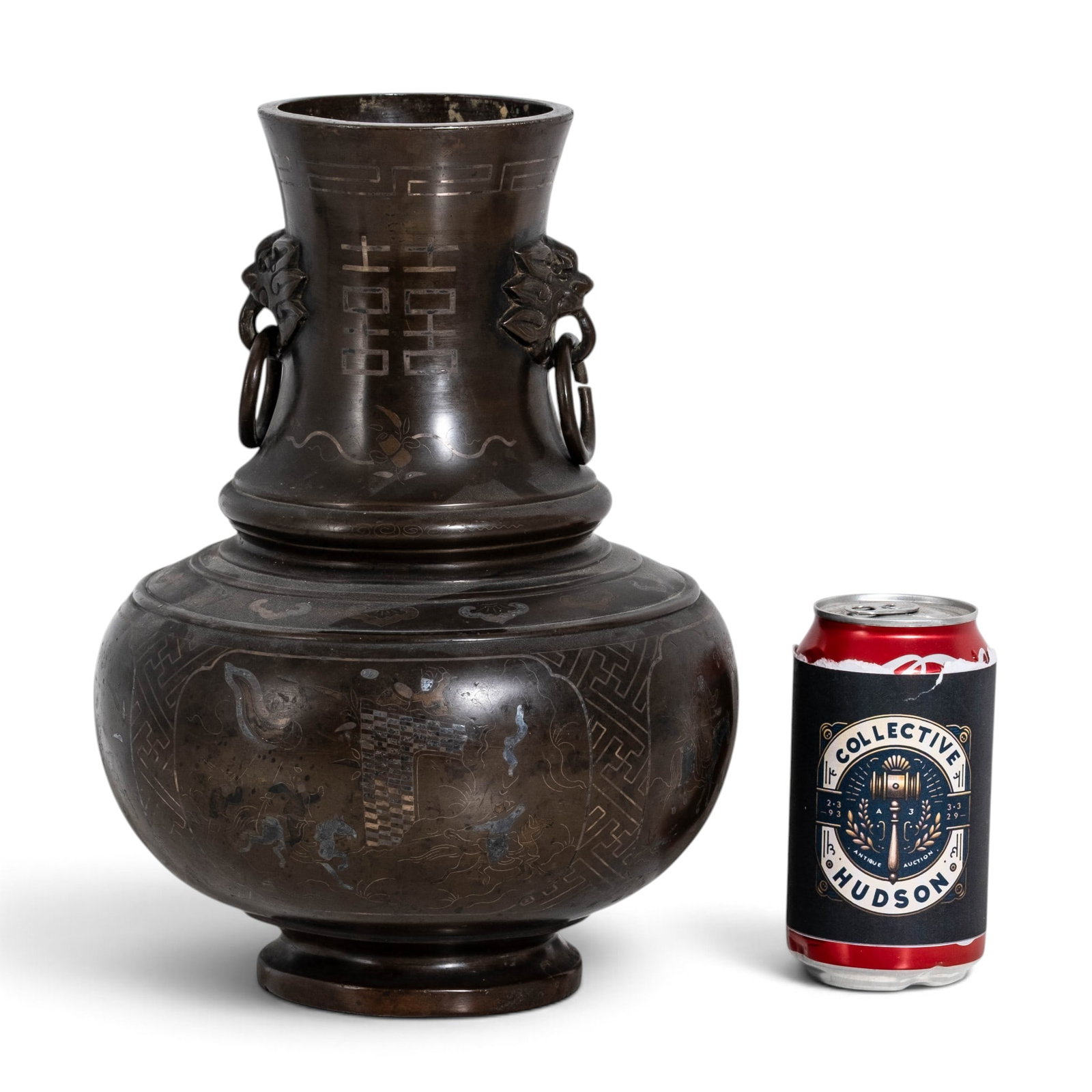 Japanese Meiji Period Bronze Vase Inlaid with Silver and Gold, 19th Century - 3