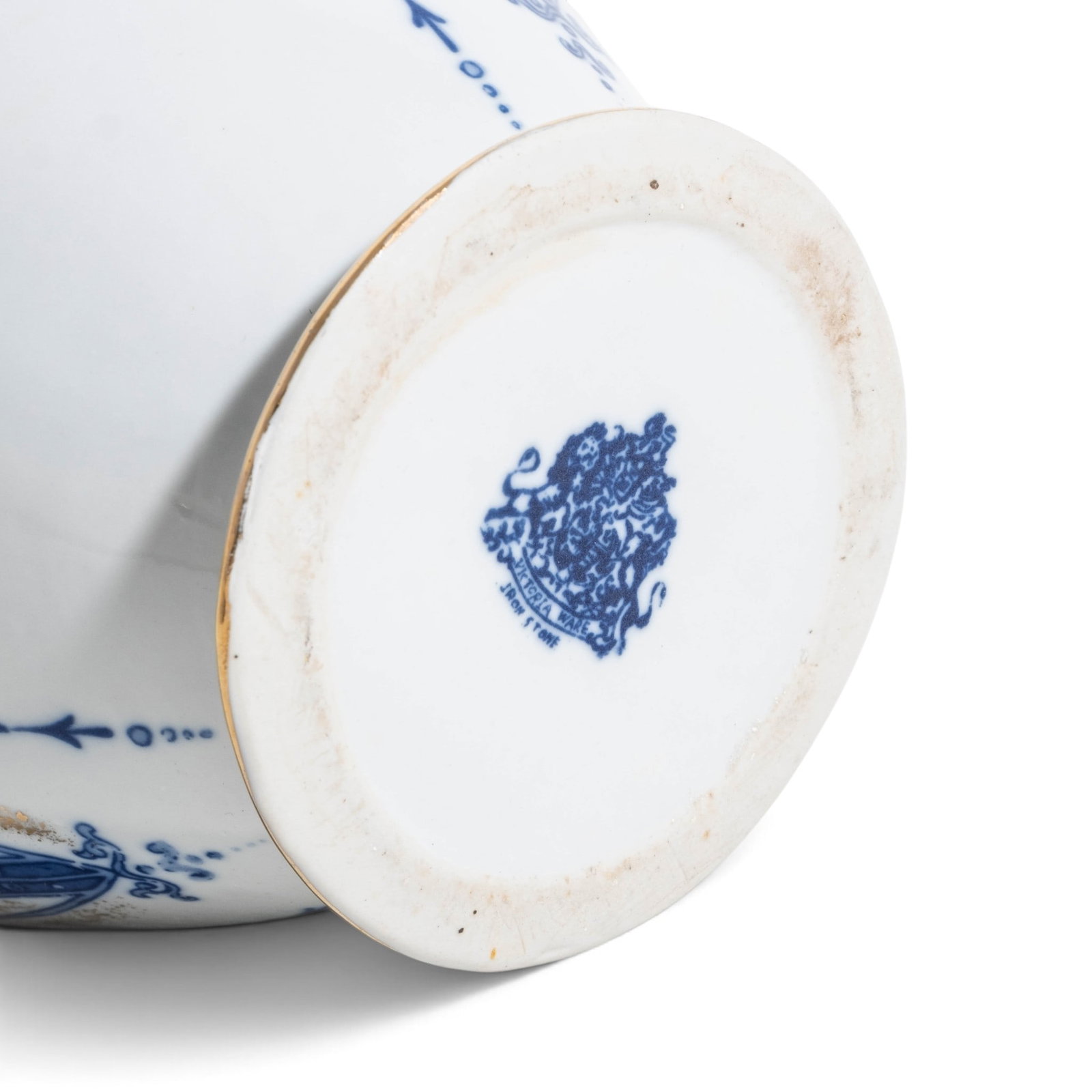 No Reserve: Victorian Flow Blue Ironstone Pitcher and Basin Set, Circa 1900 - 10