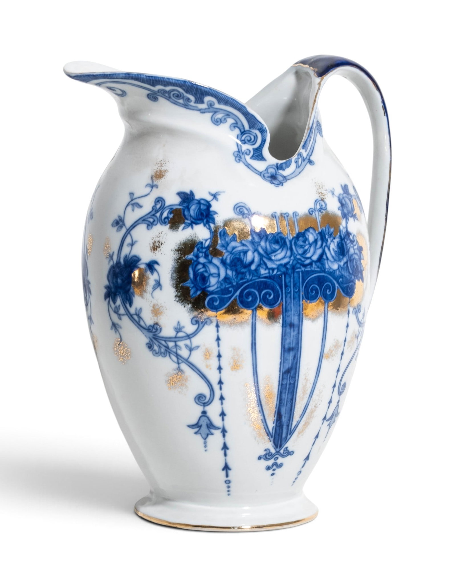 No Reserve: Victorian Flow Blue Ironstone Pitcher and Basin Set, Circa 1900 - 7