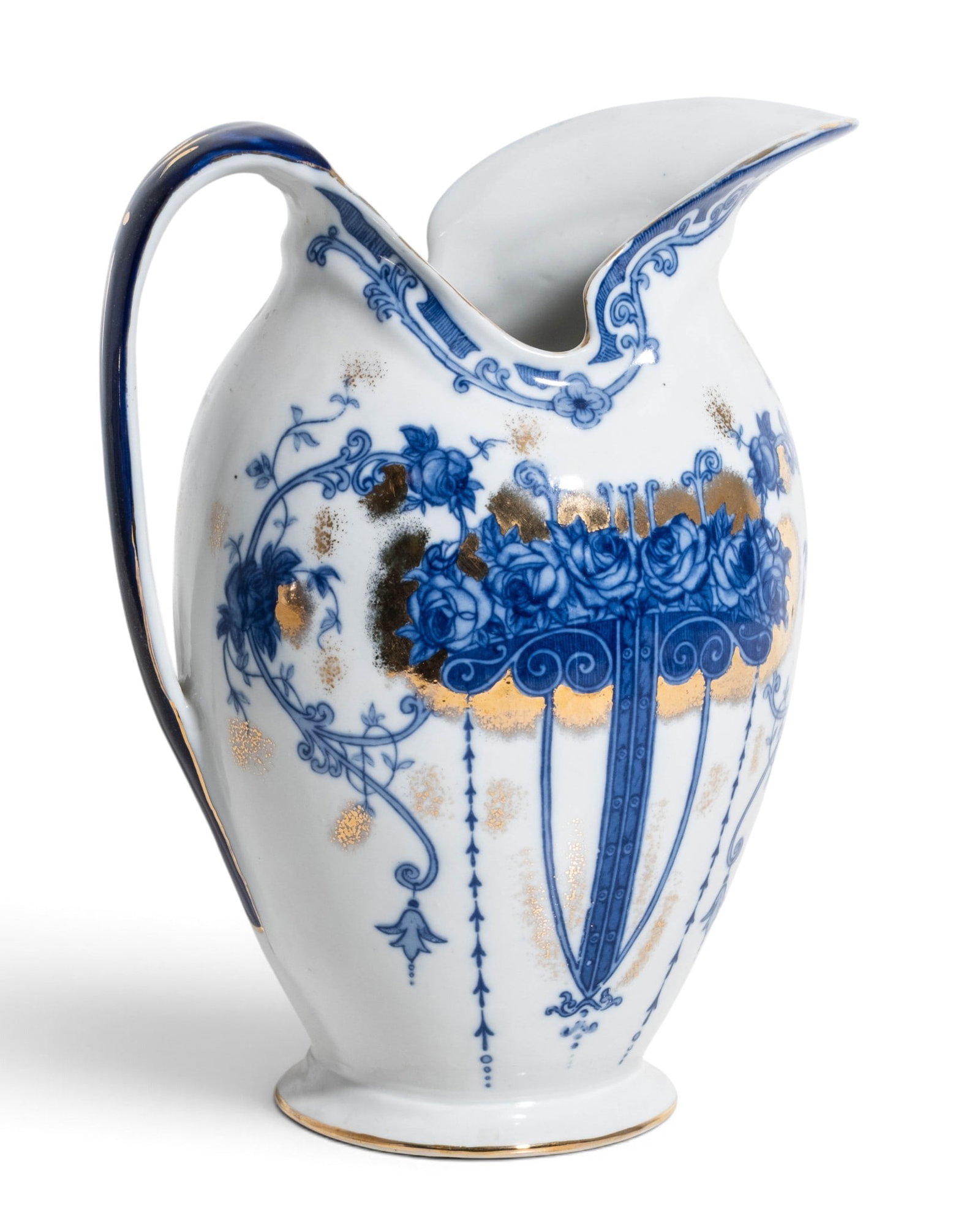 No Reserve: Victorian Flow Blue Ironstone Pitcher and Basin Set, Circa 1900 - 9