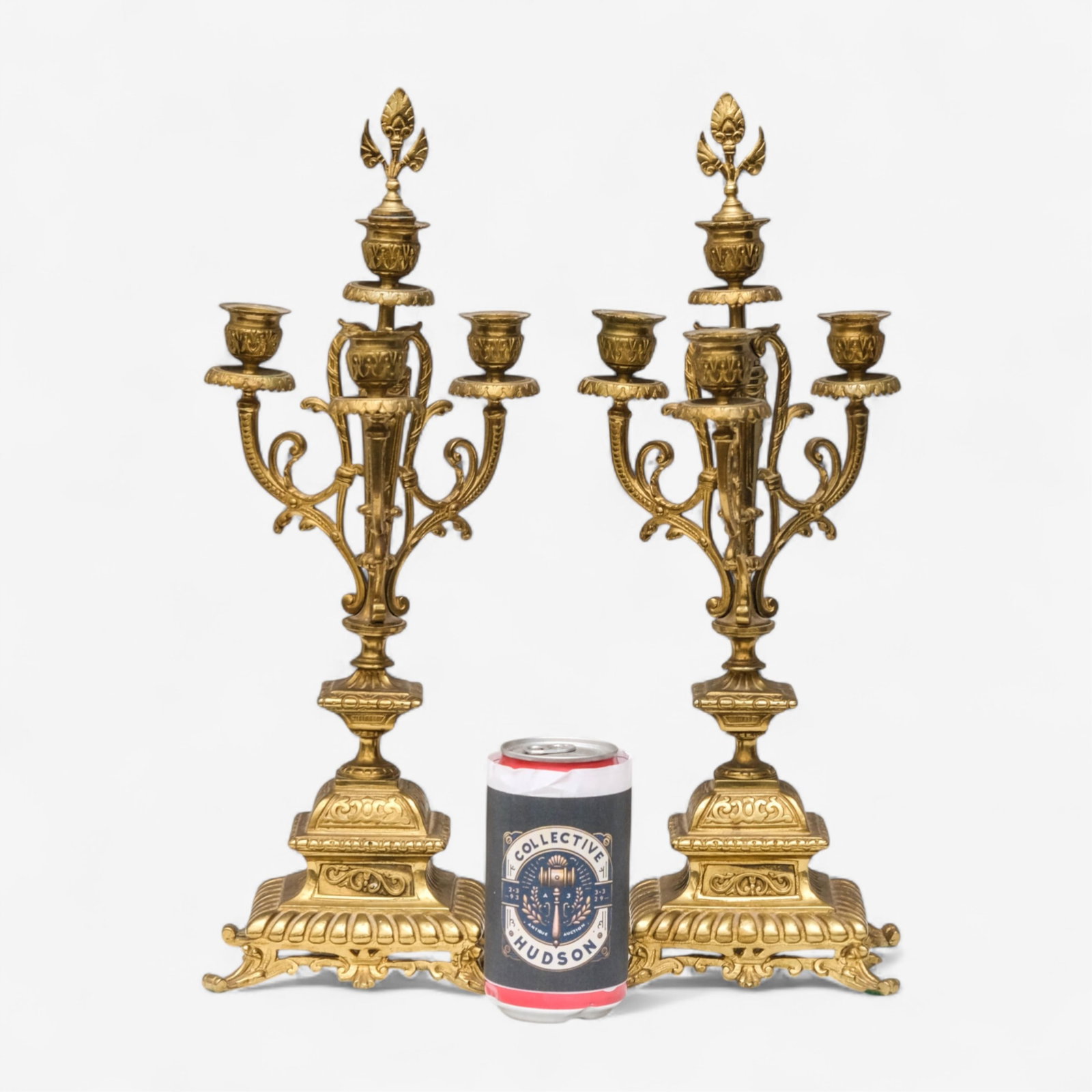 No Reserve: Pair of 17-inch French Napoleon III Bronze Candelabras, 19th Century - 2