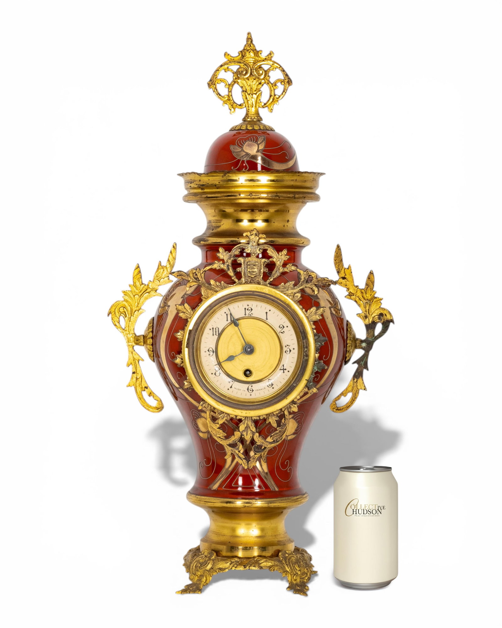 French 23-inch Tall Second Empire Style Ceramic & Bronze Mantel Clock, 19th Century - 2
