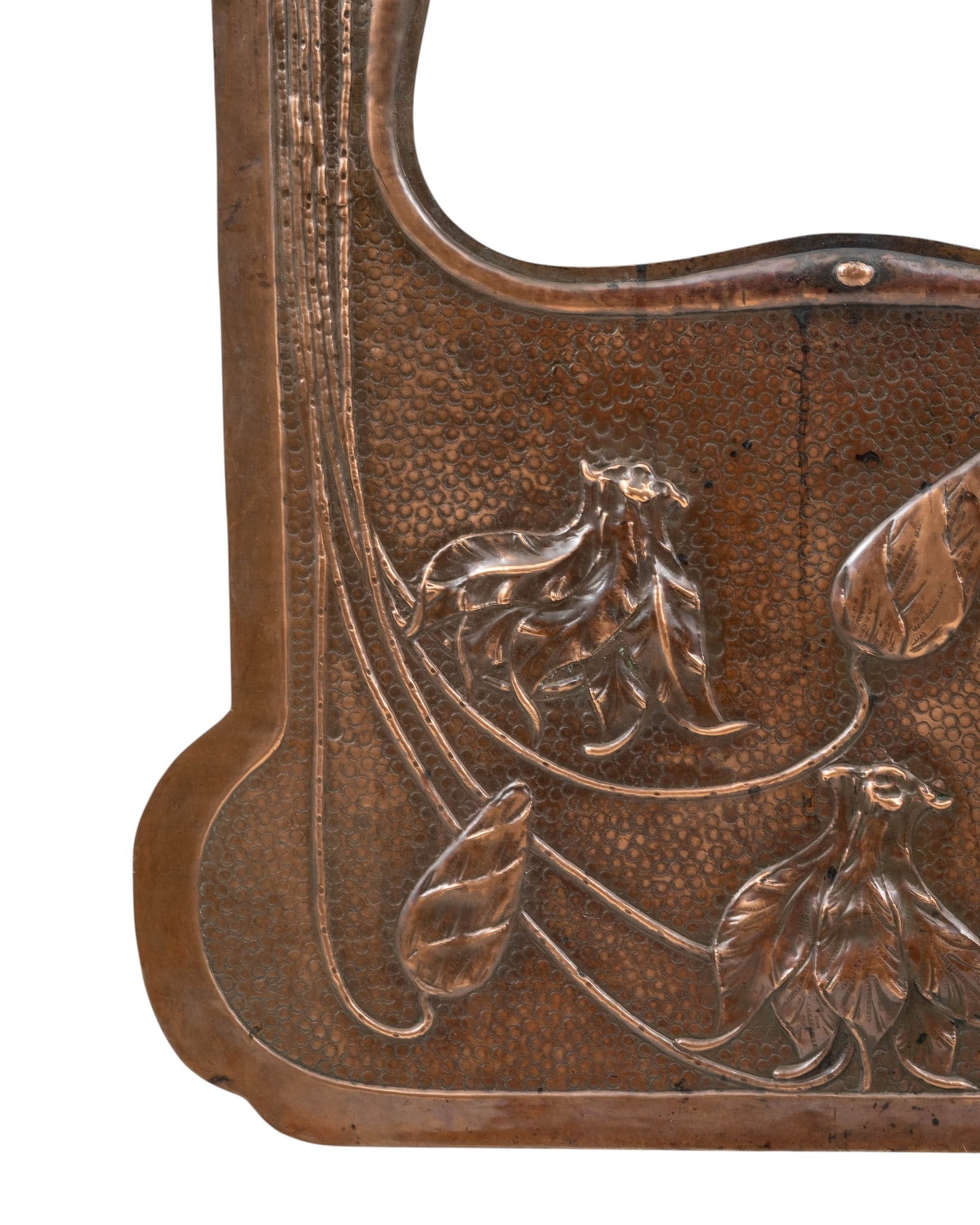French Art Nouveau Hand-Hammered Repousse Copper Wall Mirror, Circa 1900 - 3