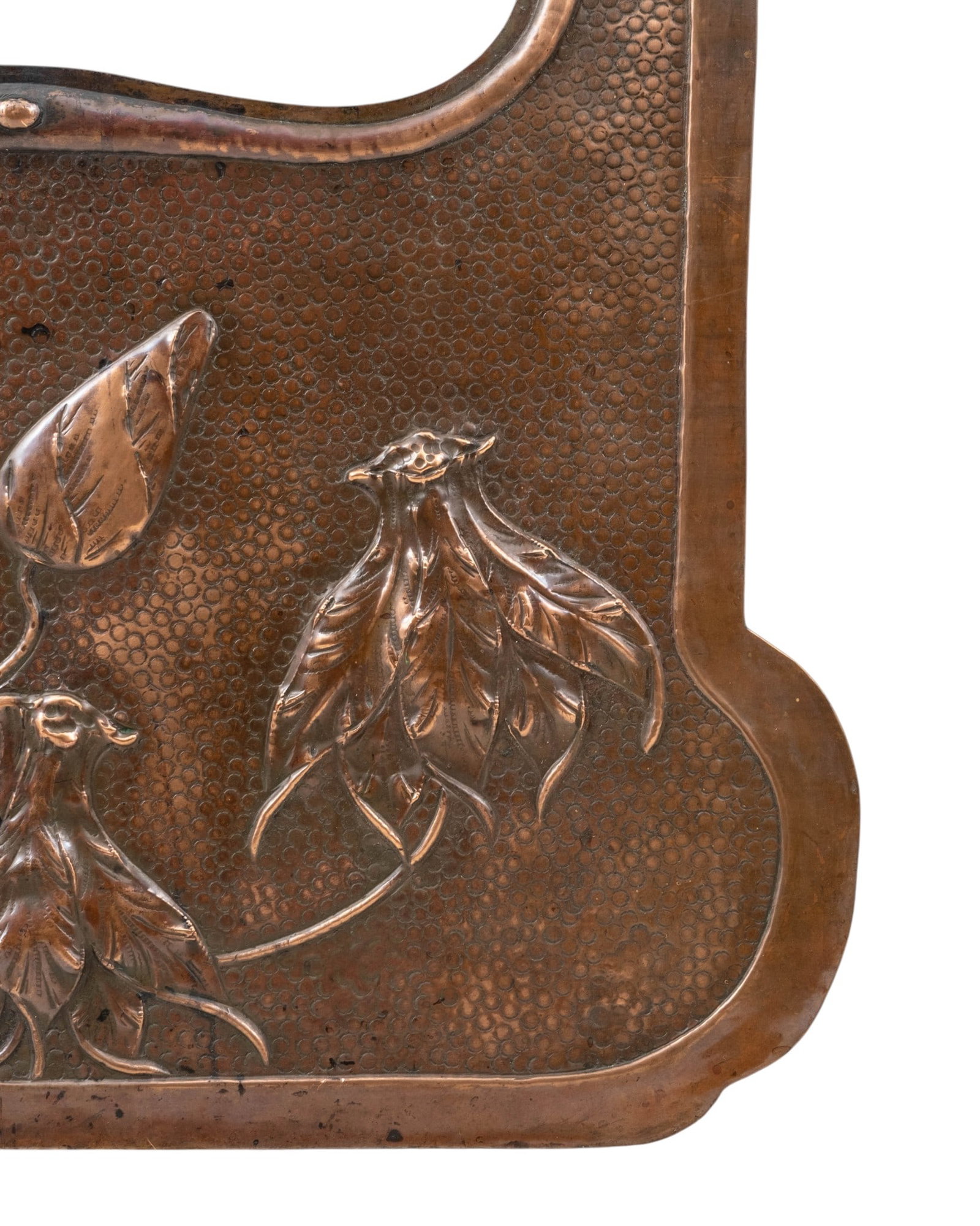 French Art Nouveau Hand-Hammered Repousse Copper Wall Mirror, Circa 1900 - 4