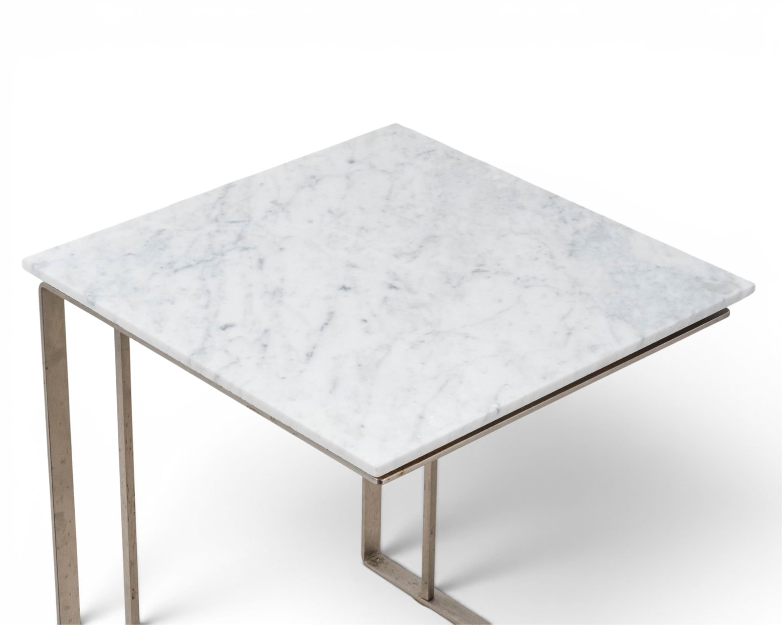 No Reserve: Pair of MCM Marble and Steel Cantilever Side Tables - 3