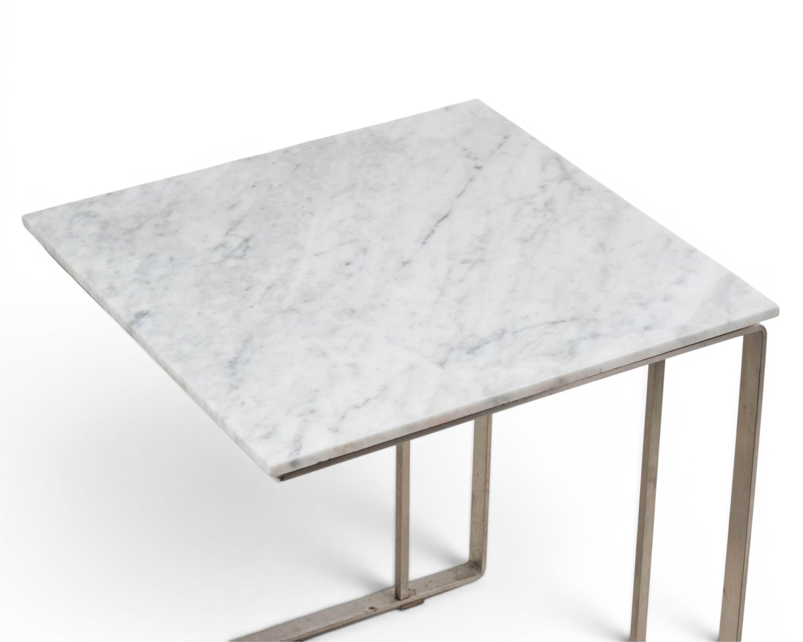 No Reserve: Pair of MCM Marble and Steel Cantilever Side Tables - 4