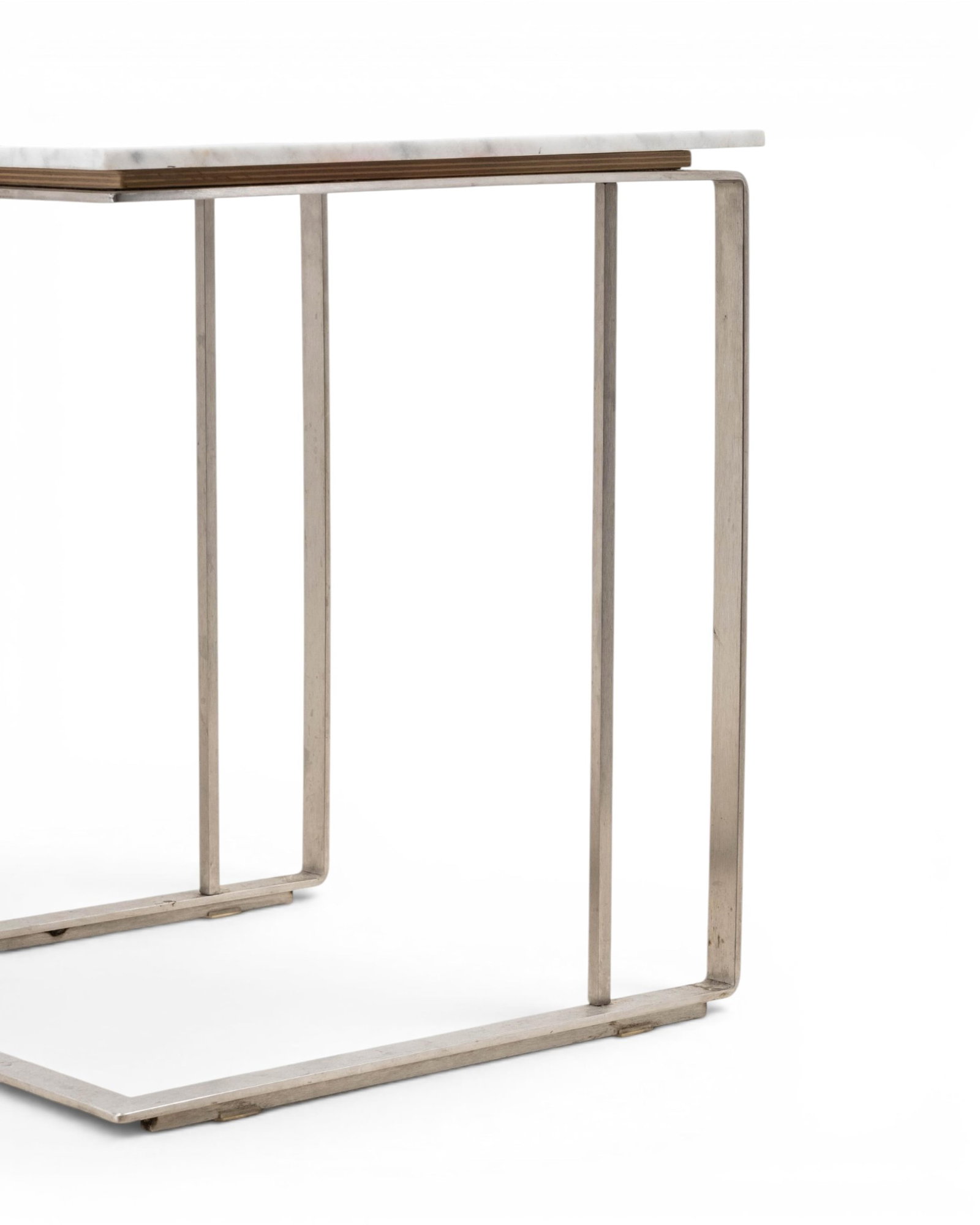 No Reserve: Pair of MCM Marble and Steel Cantilever Side Tables - 5