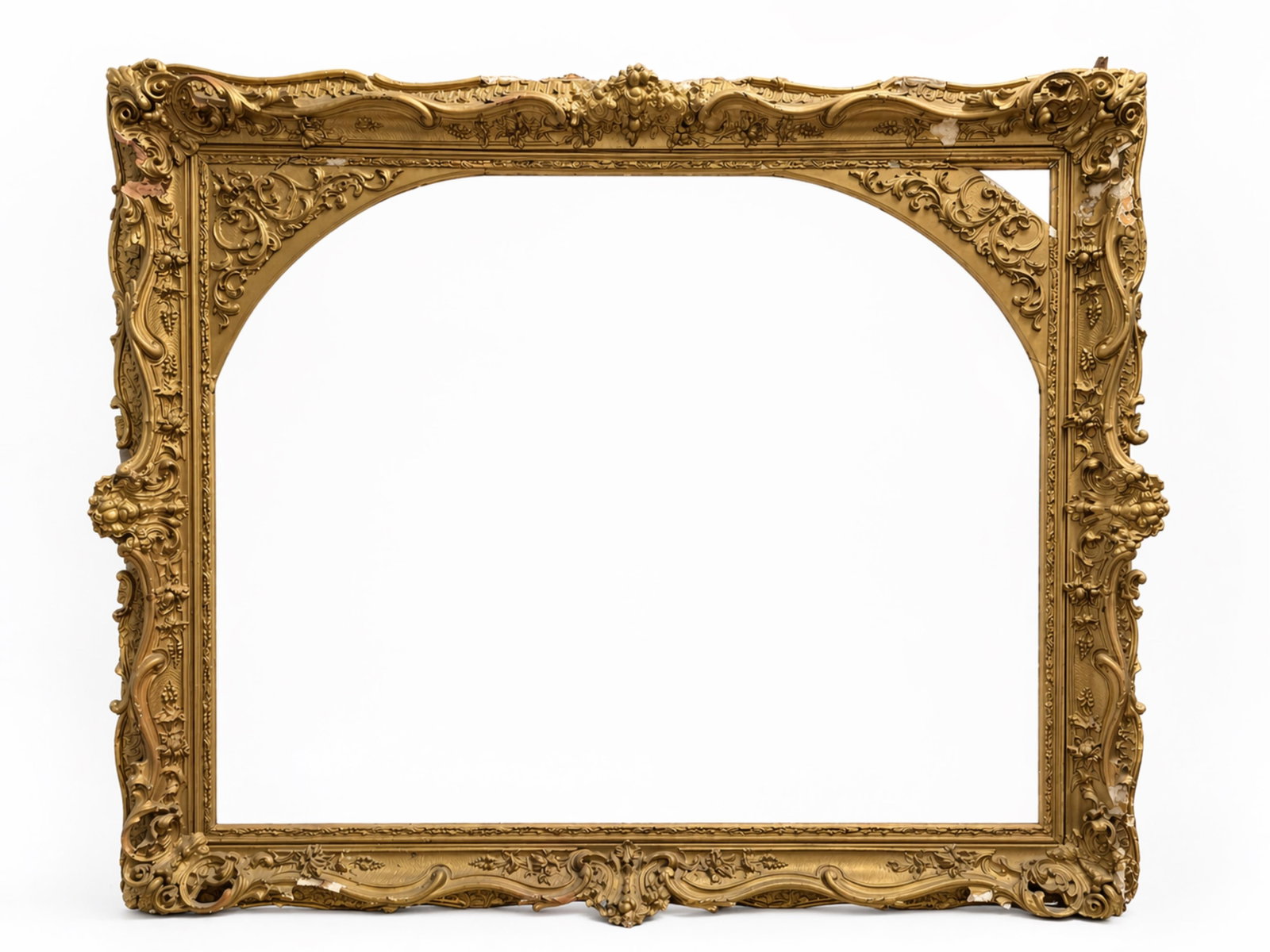 No Reserve: Large 6' Gilt Wooden Frame with Intricate Carvings, 19th Century (1 of 10)