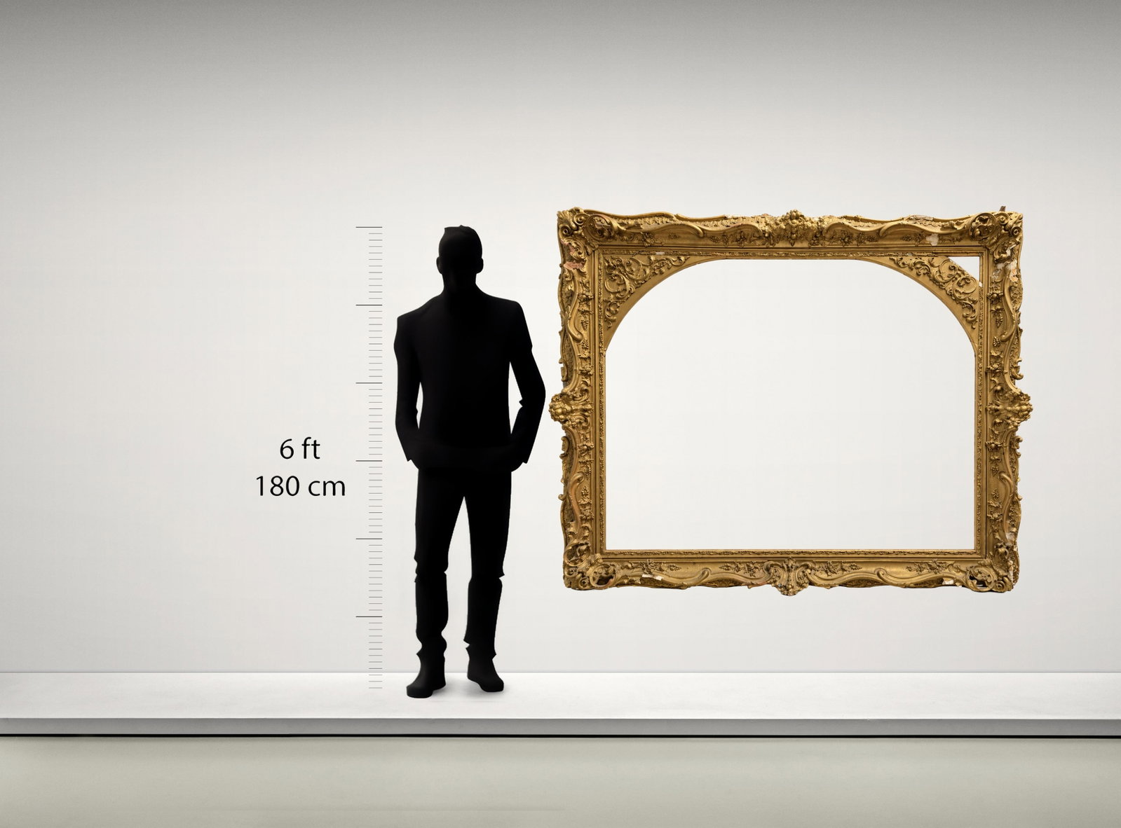 No Reserve: Large 6' Gilt Wooden Frame with Intricate Carvings, 19th Century - 2