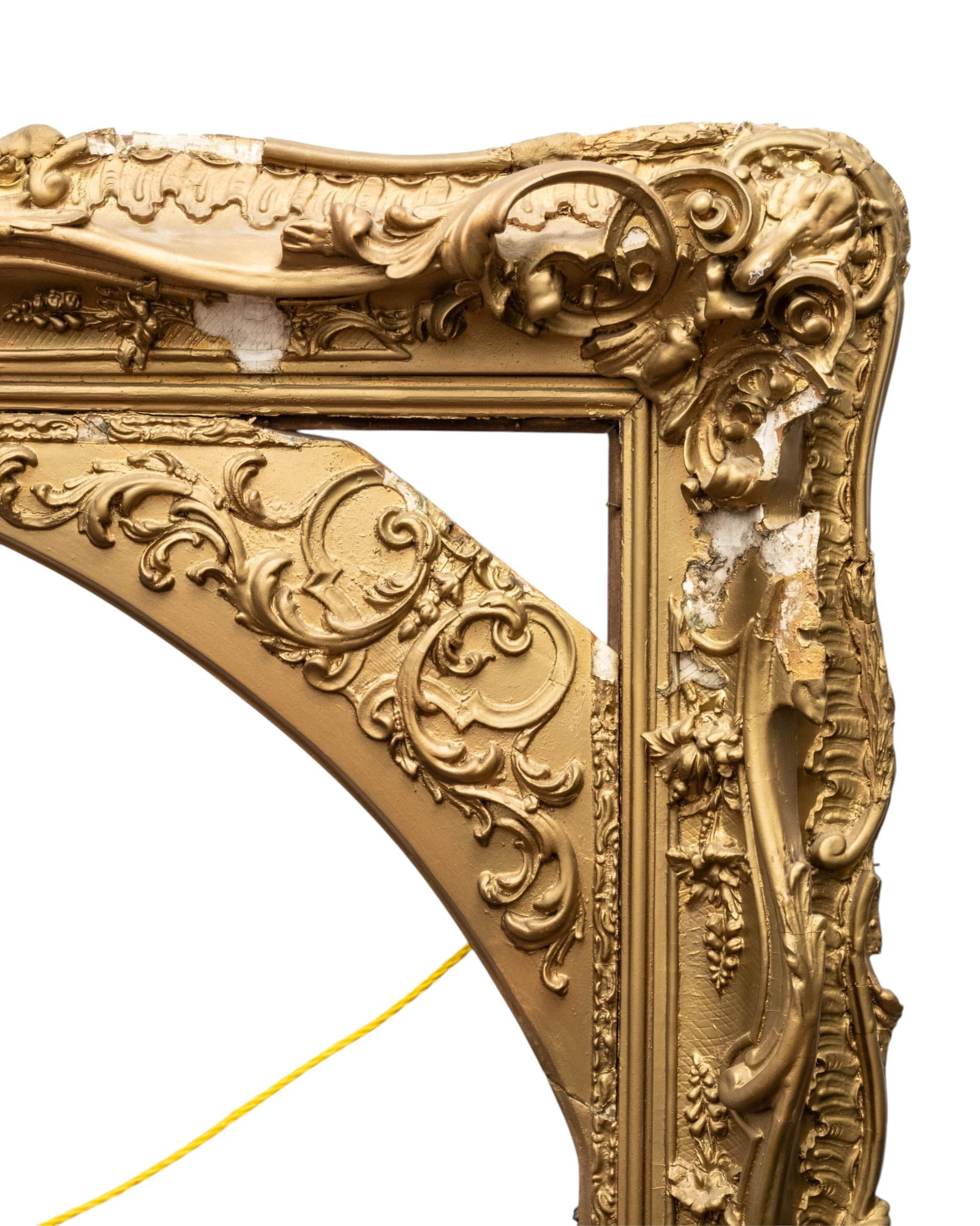 No Reserve: Large 6' Gilt Wooden Frame with Intricate Carvings, 19th Century - 3