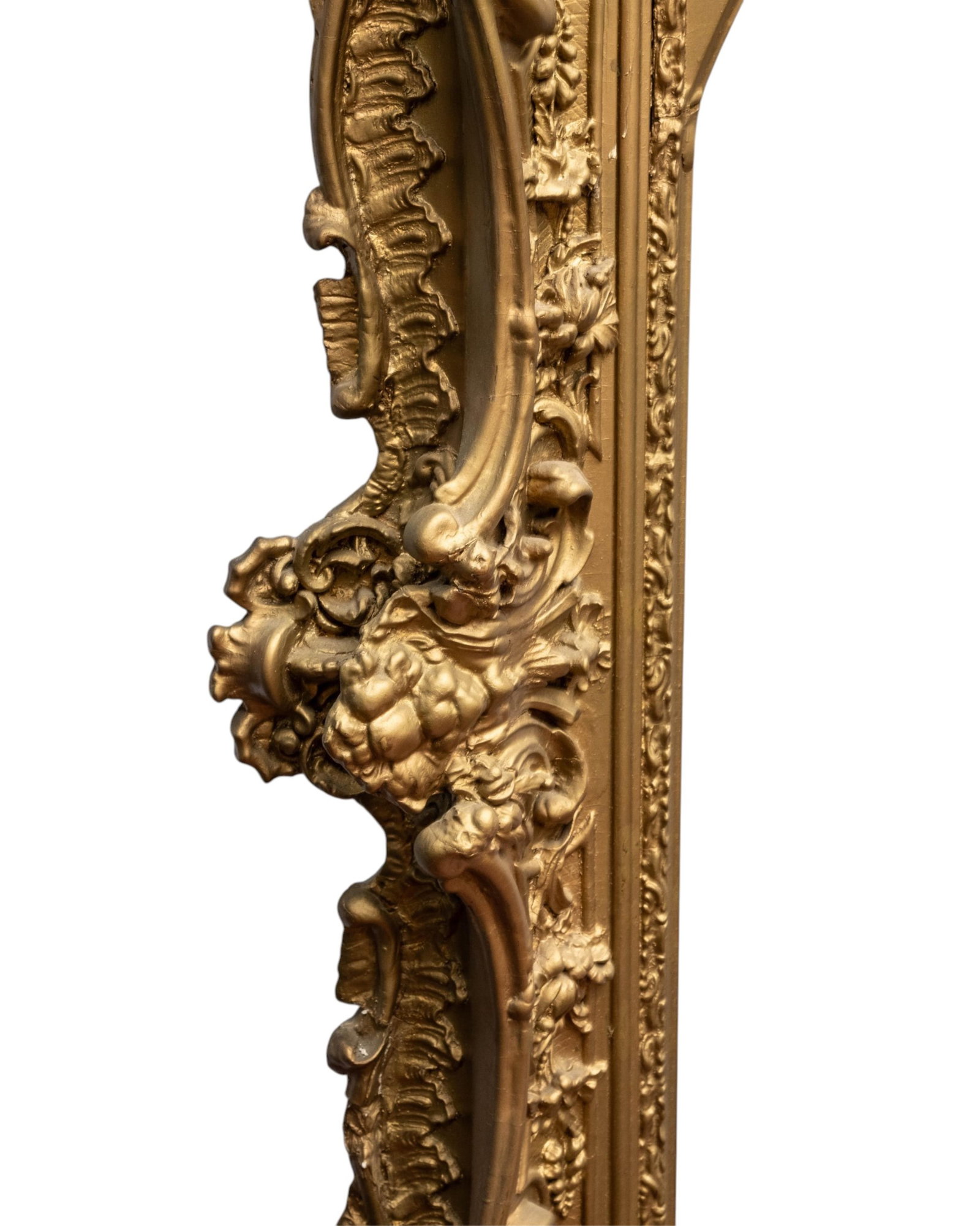 No Reserve: Large 6' Gilt Wooden Frame with Intricate Carvings, 19th Century - 6