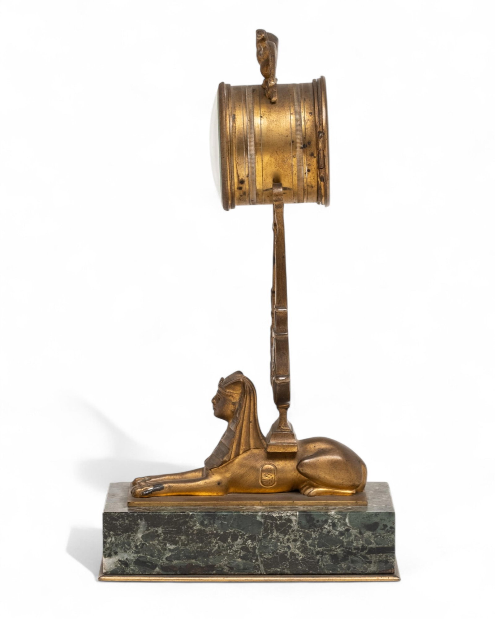 Empire Style Napoleon III Gilded Bronze Egyptian Revival Desk Clock with Sphinx and Eagle, 19th c. - 10