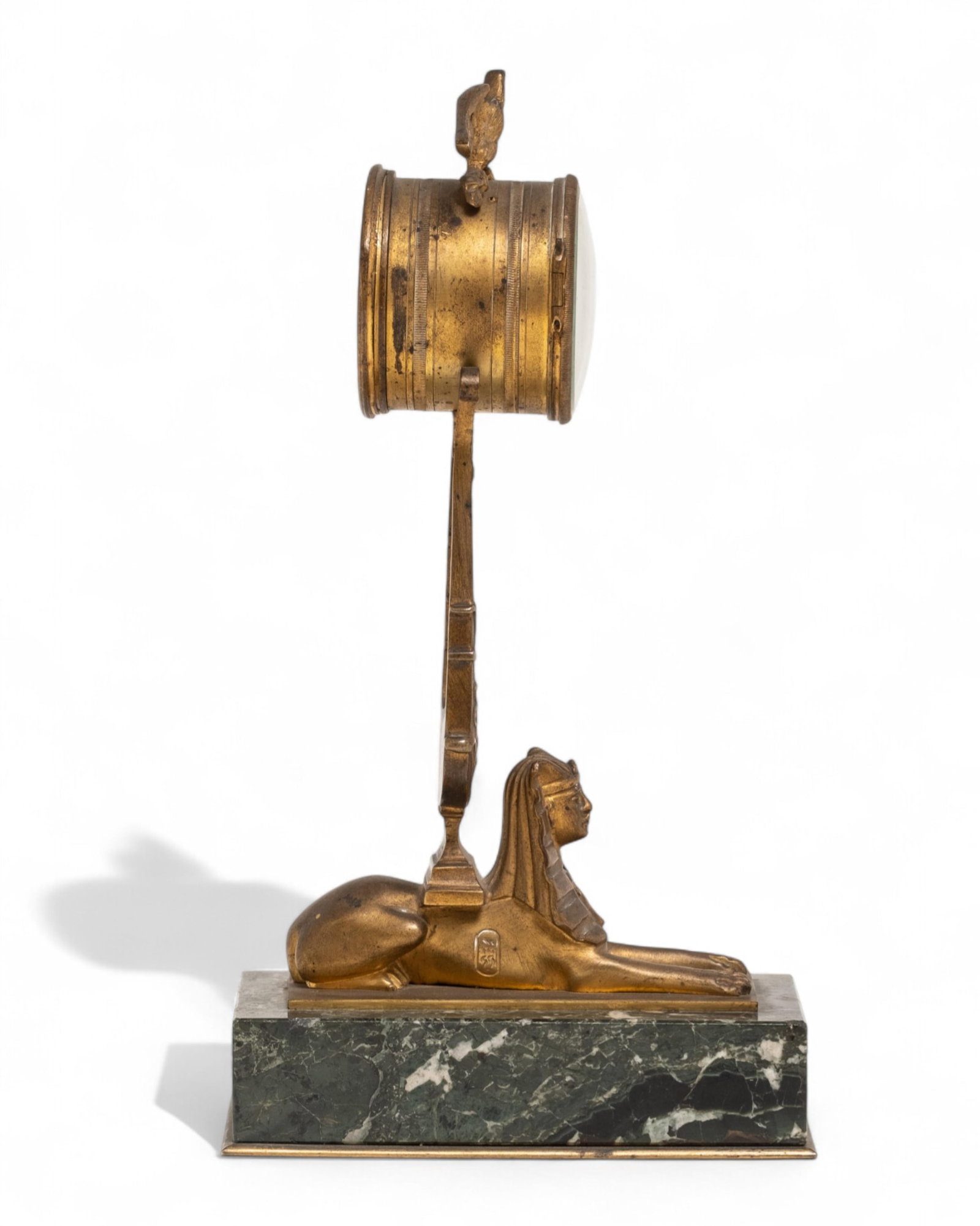 Empire Style Napoleon III Gilded Bronze Egyptian Revival Desk Clock with Sphinx and Eagle, 19th c. - 11