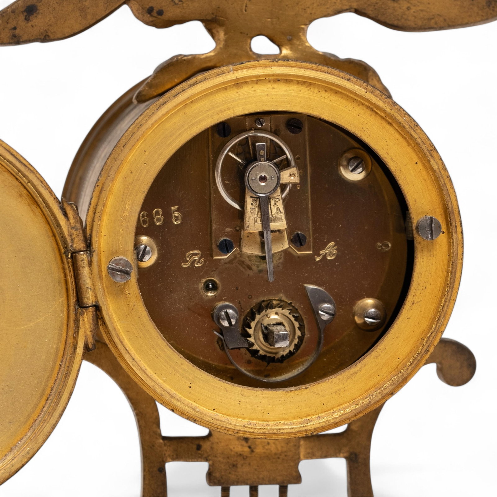 Empire Style Napoleon III Gilded Bronze Egyptian Revival Desk Clock with Sphinx and Eagle, 19th c. - 5