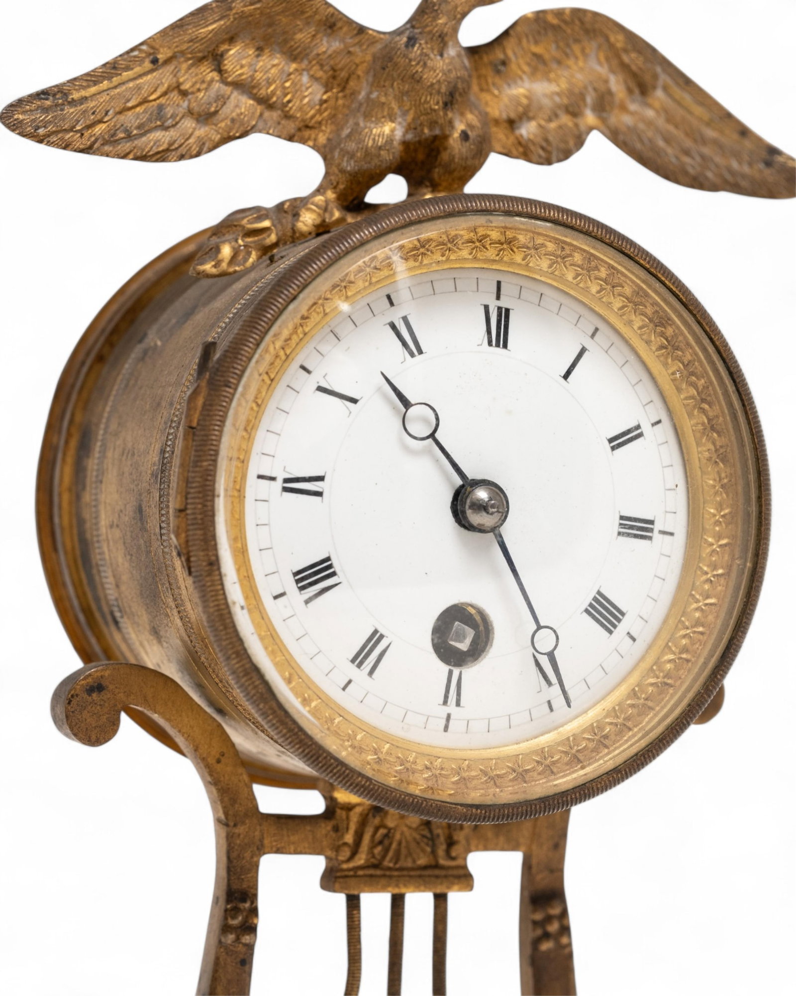 Empire Style Napoleon III Gilded Bronze Egyptian Revival Desk Clock with Sphinx and Eagle, 19th c. - 7