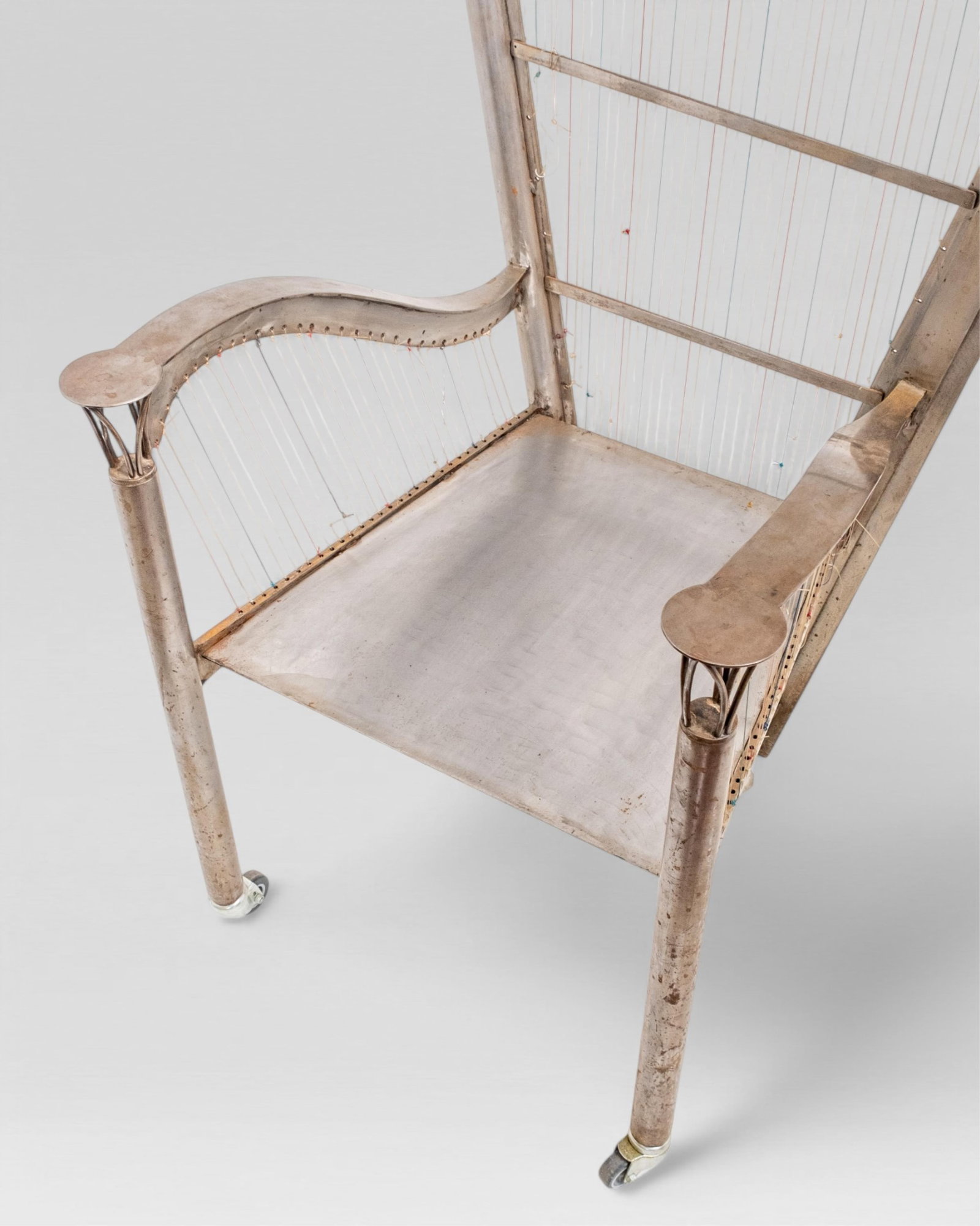 Alain Aparicio, 'The Harp Arm Chair', Lacquered Metal with Upholstered Brown Leather - 11
