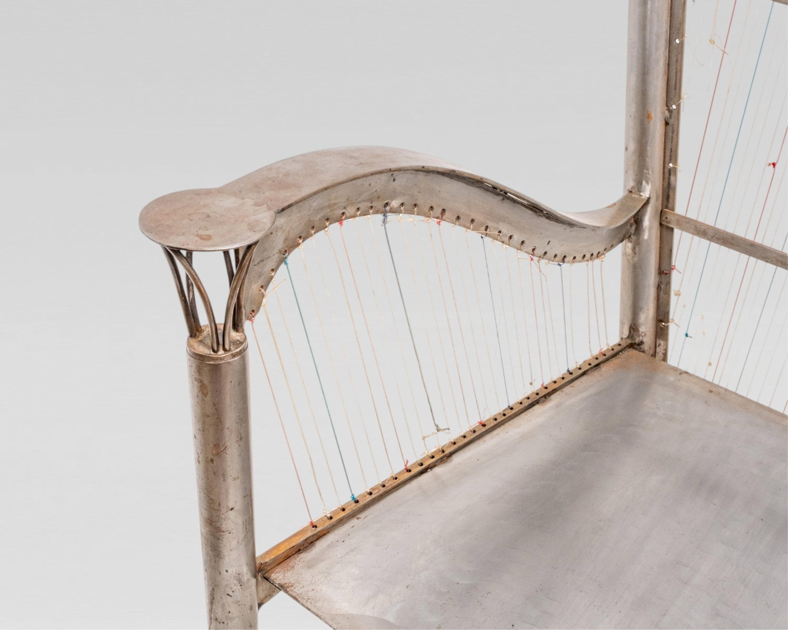 Alain Aparicio, 'The Harp Arm Chair', Lacquered Metal with Upholstered Brown Leather - 12