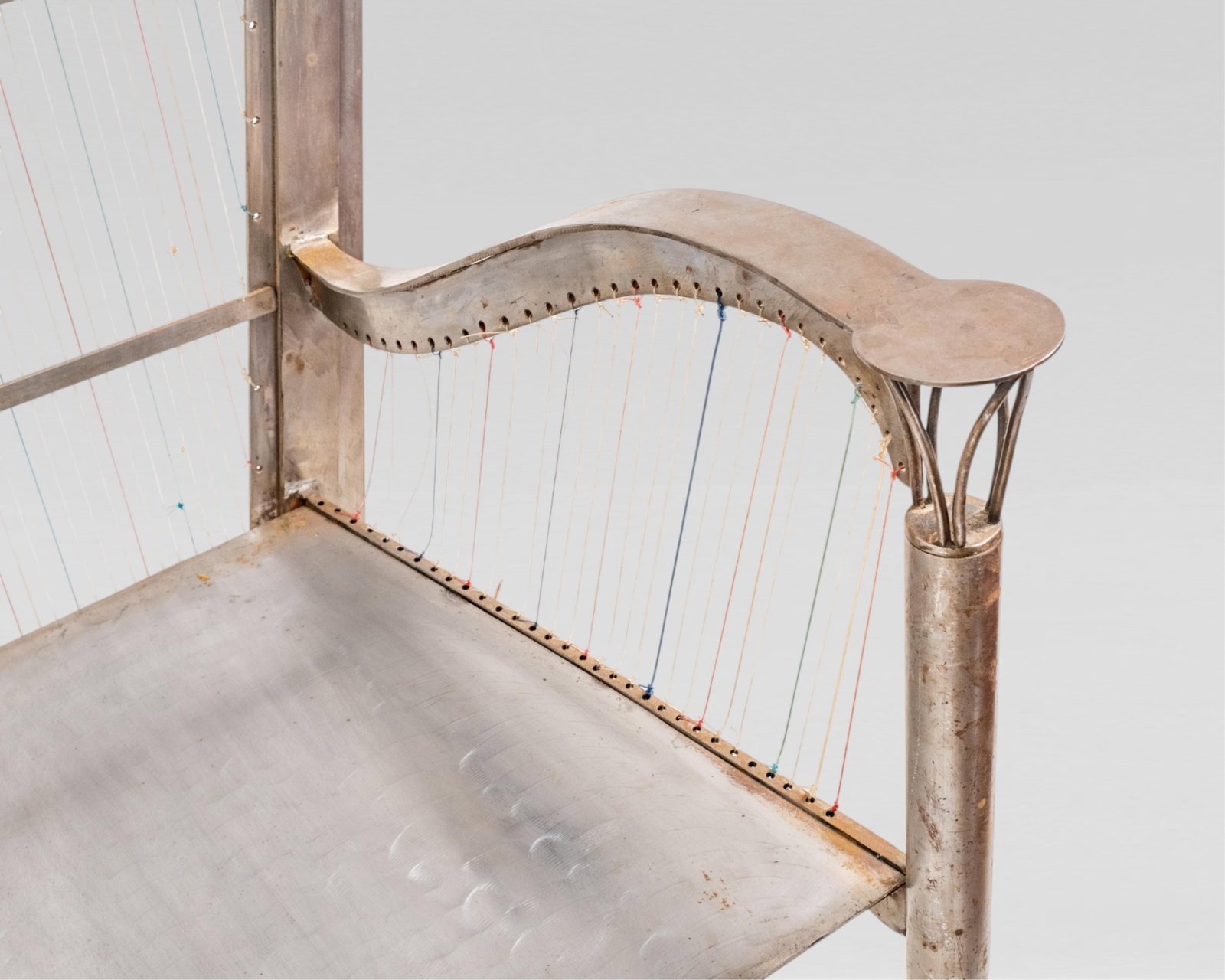Alain Aparicio, 'The Harp Arm Chair', Lacquered Metal with Upholstered Brown Leather - 13