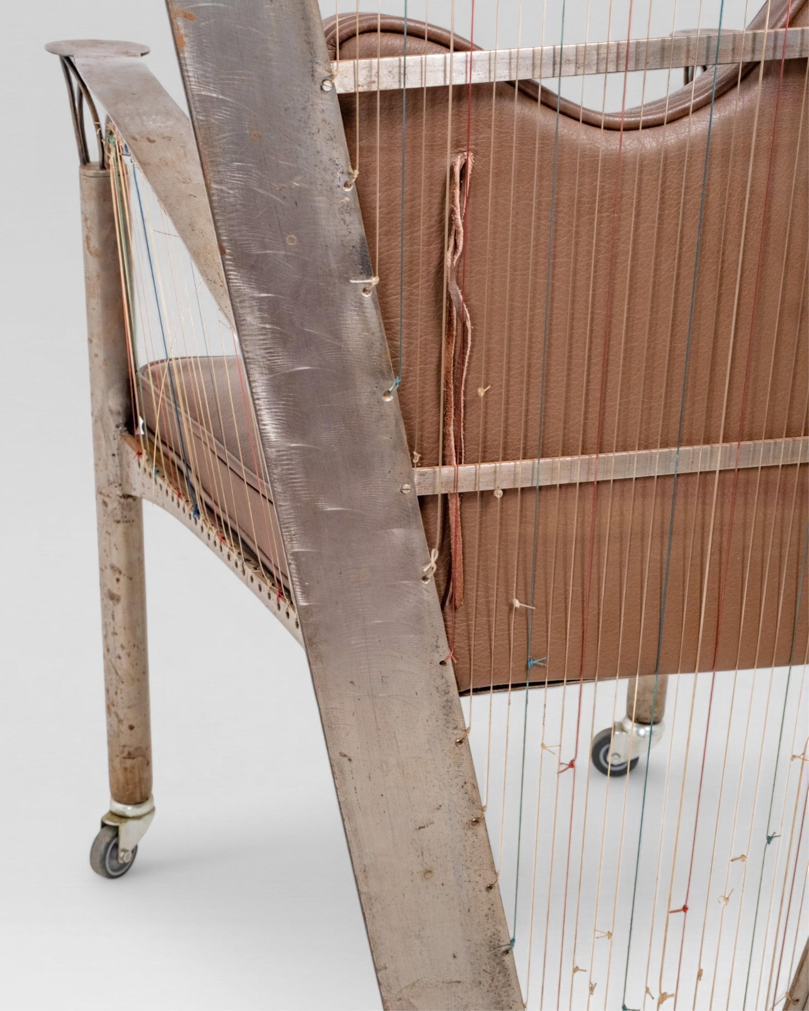 Alain Aparicio, 'The Harp Arm Chair', Lacquered Metal with Upholstered Brown Leather - 16