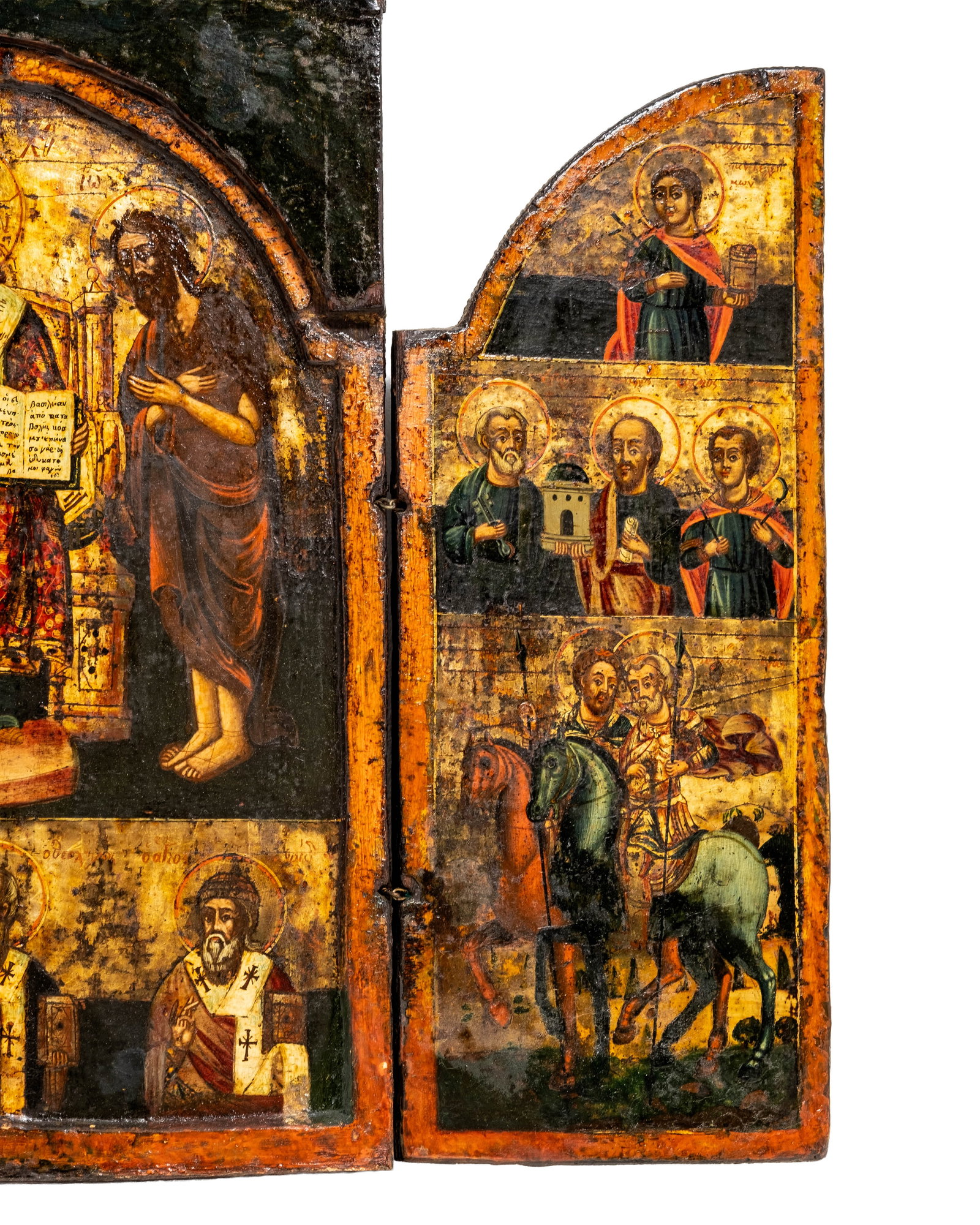 No Reserve: Greek Orthodox Painted Triptych Icon, Deesis and Saints, Circa 1800 - 4