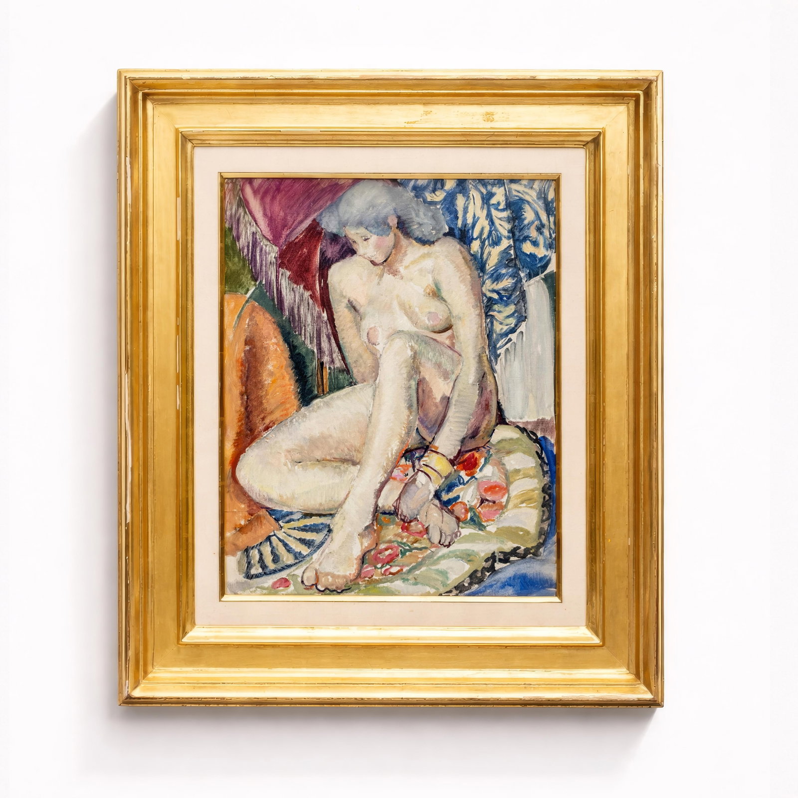 Arthur Carles, Signed Oil Painting with Christie's Auction Labels: Keywords: Christies Auction, female figure, figure painting, Expressive Color, American Art, Fauvism, Abstract Expressionism, American modernism, early 20th century, decorative wall art Authentometer�