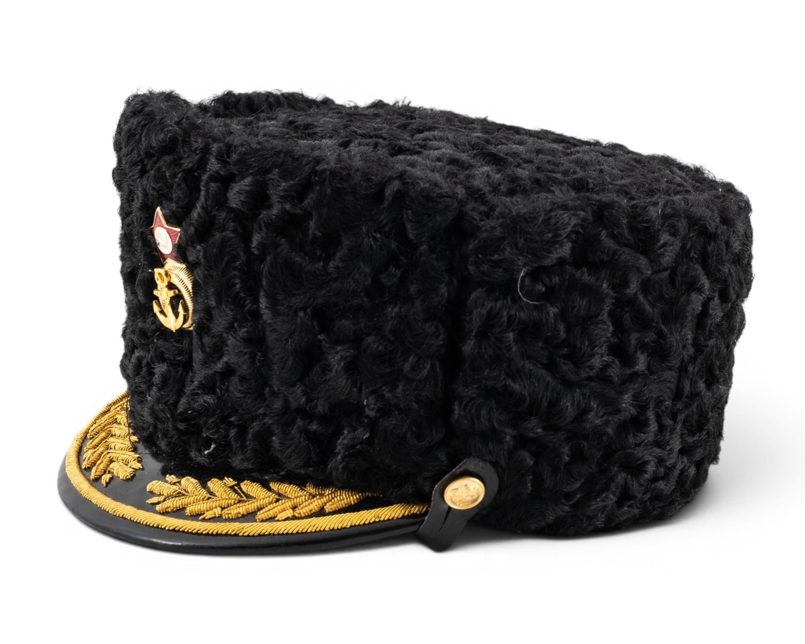 No Reserve: Soviet Naval Admiral Persian Lamb Winter Cap - 4