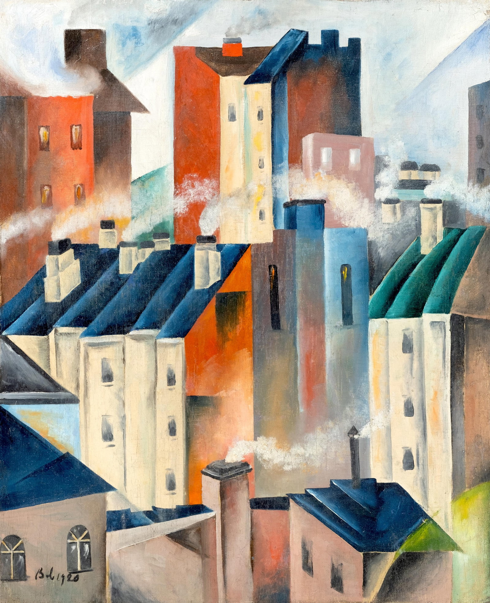 Vladimir Lebedev Russian Suprematist Oil on Canvas Painting, 1920 (1 of 12)