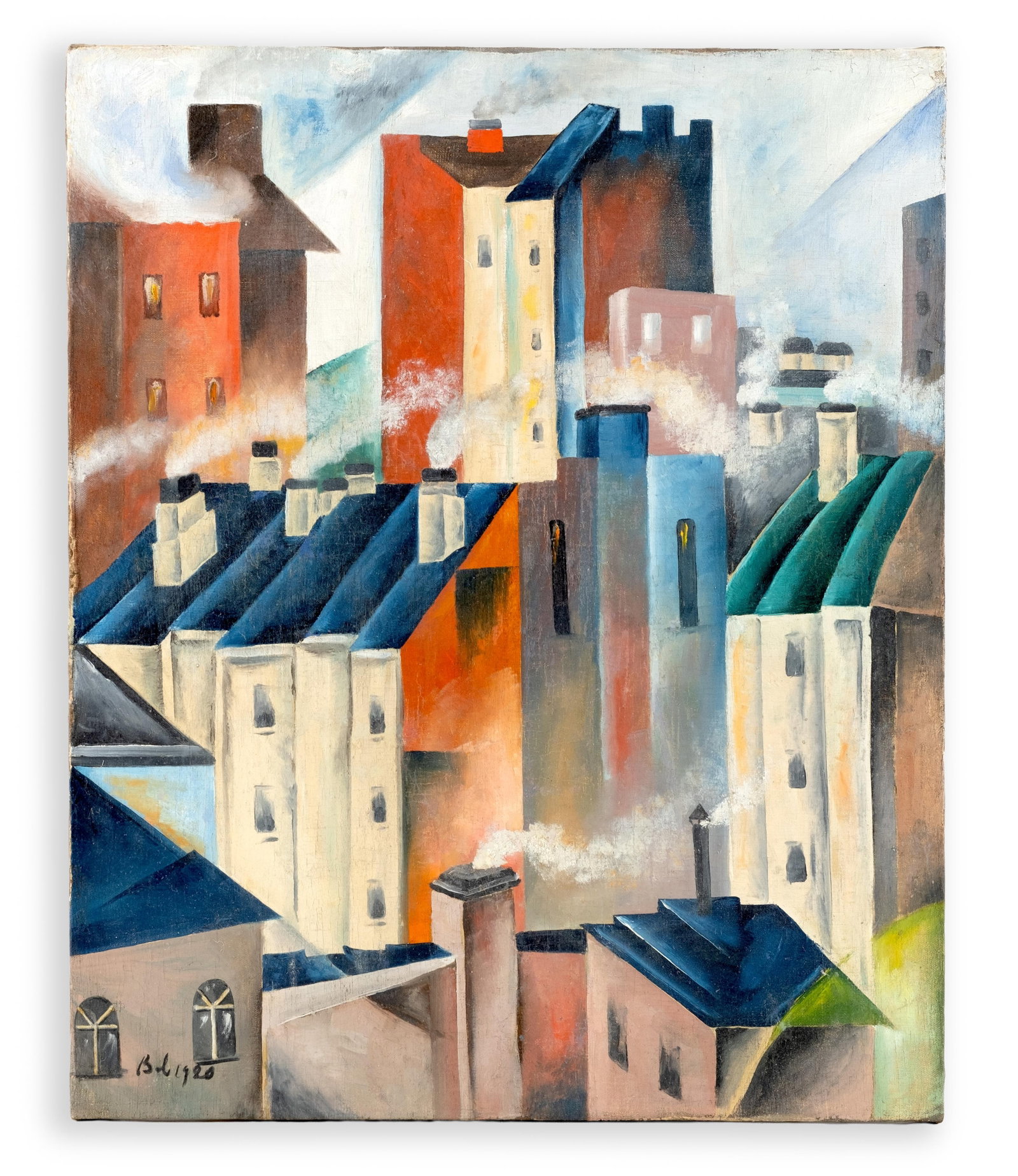 Vladimir Lebedev Russian Suprematist Oil on Canvas Painting, 1920 - 4