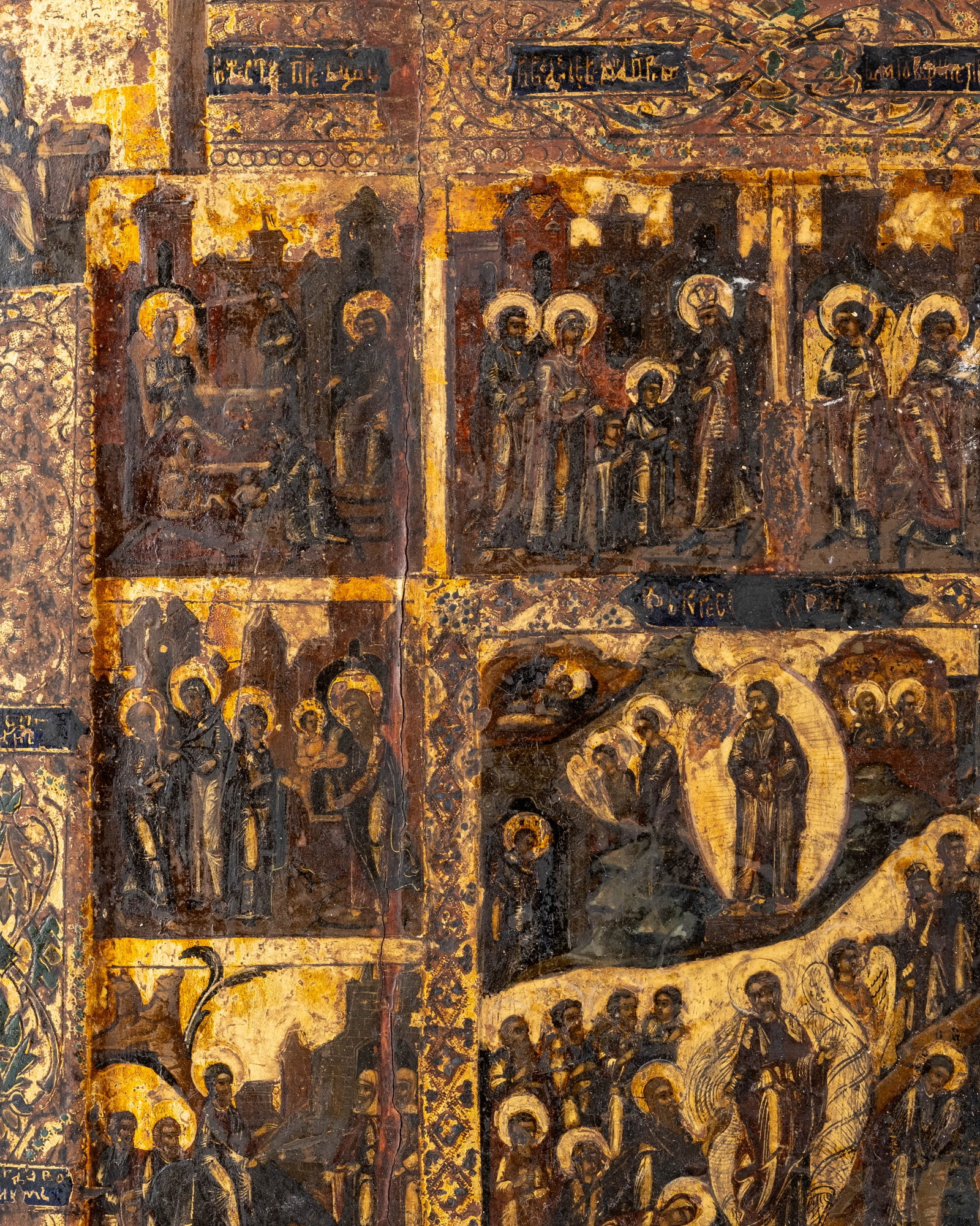 Russian Orthodox Twelve Great Feasts and Resurrection Icon, Late 18th/Early 19th Century - 4