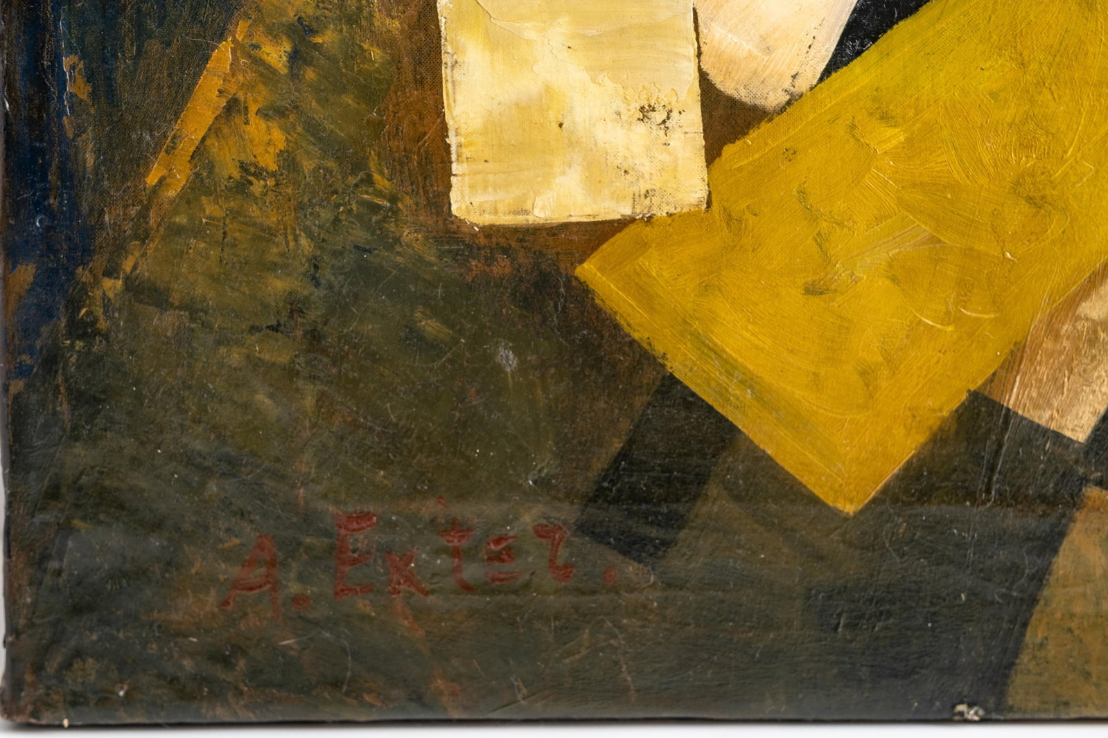 Aleksandra Exter Russian Suprematist Geometric Abstract Oil on Canvas Painting, Signed - 10