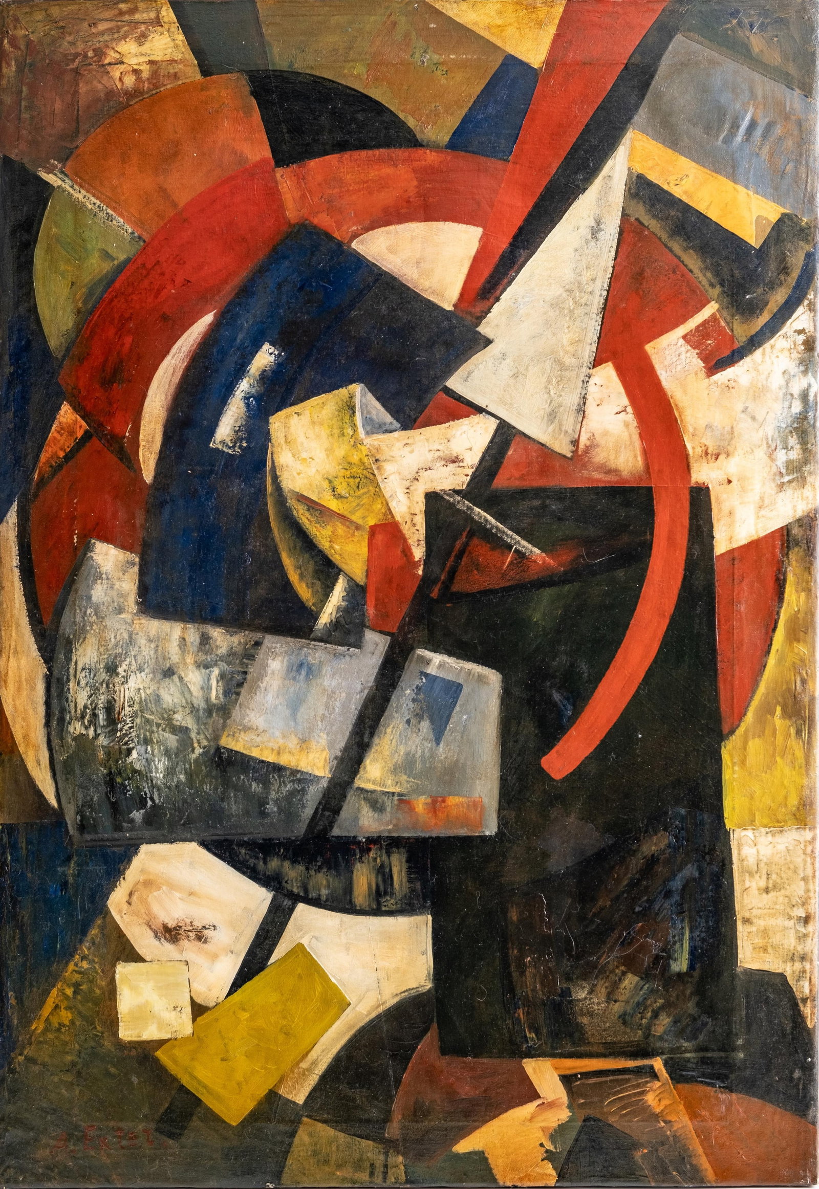 Aleksandra Exter Russian Suprematist Geometric Abstract Oil on Canvas Painting, Signed (1 of 11)