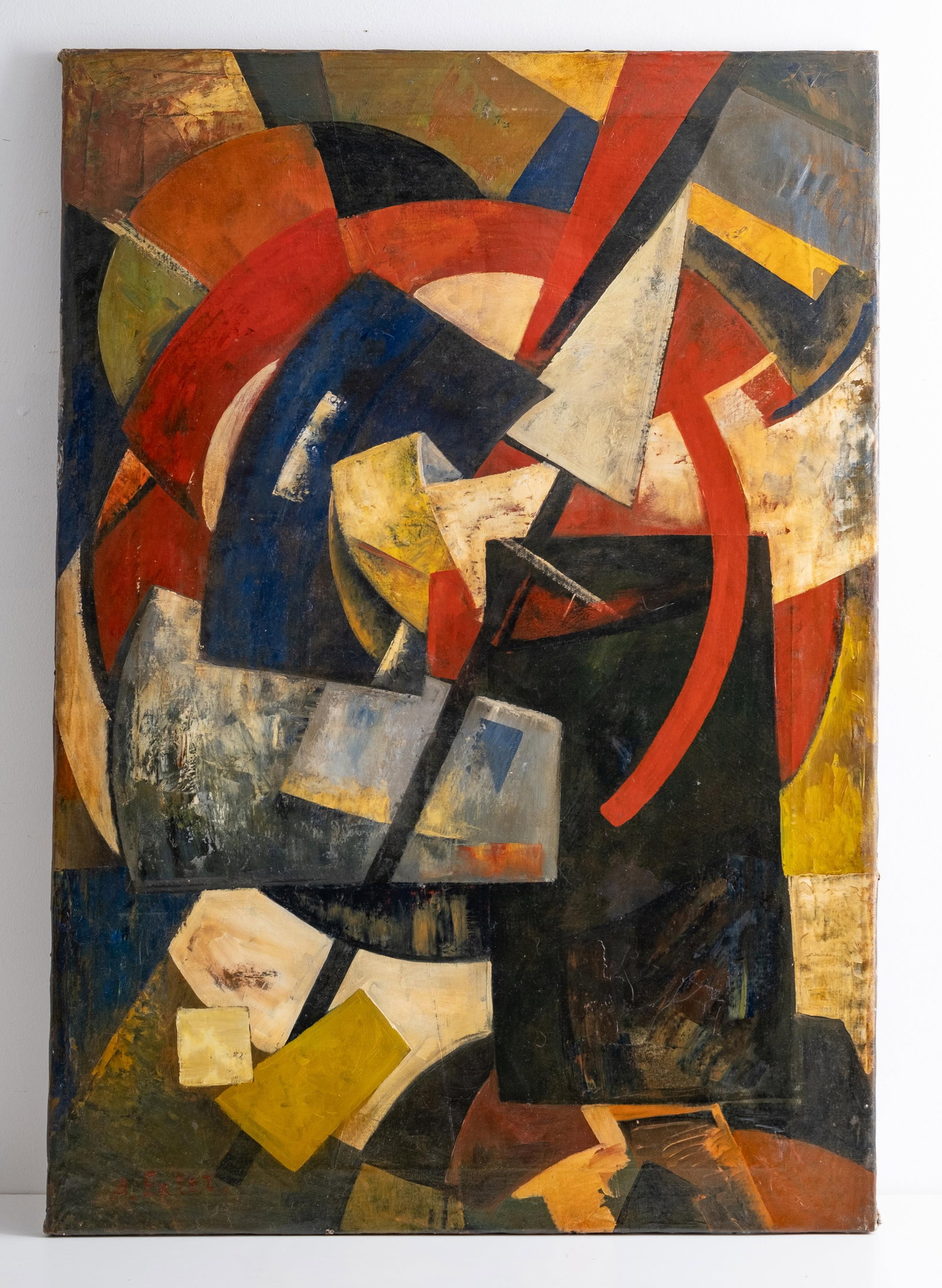 Aleksandra Exter Russian Suprematist Geometric Abstract Oil on Canvas Painting, Signed - 4