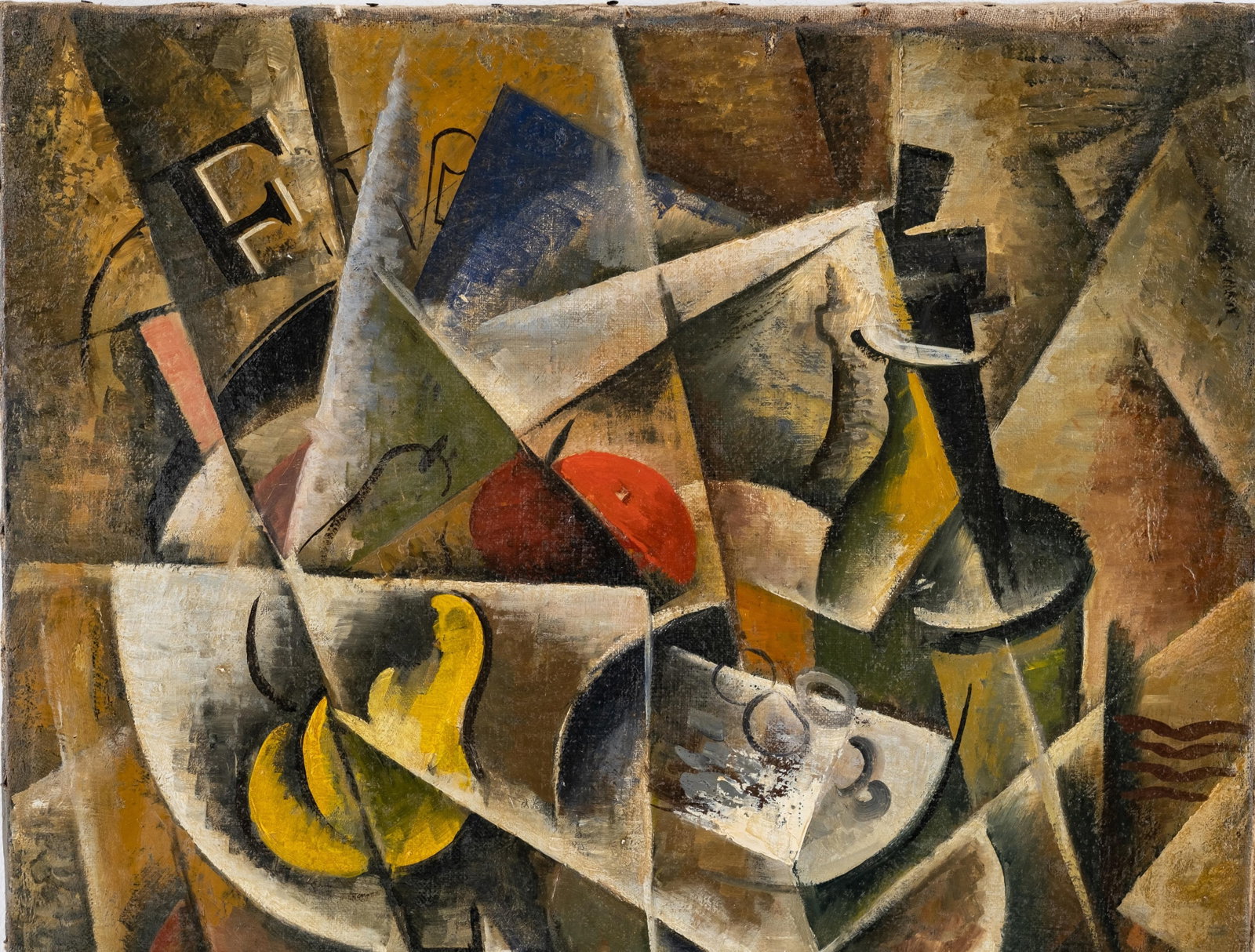 No Reserve: Liubov Popova Russian Futurist Abstract Cubist Still Life Painting, Signed - 4