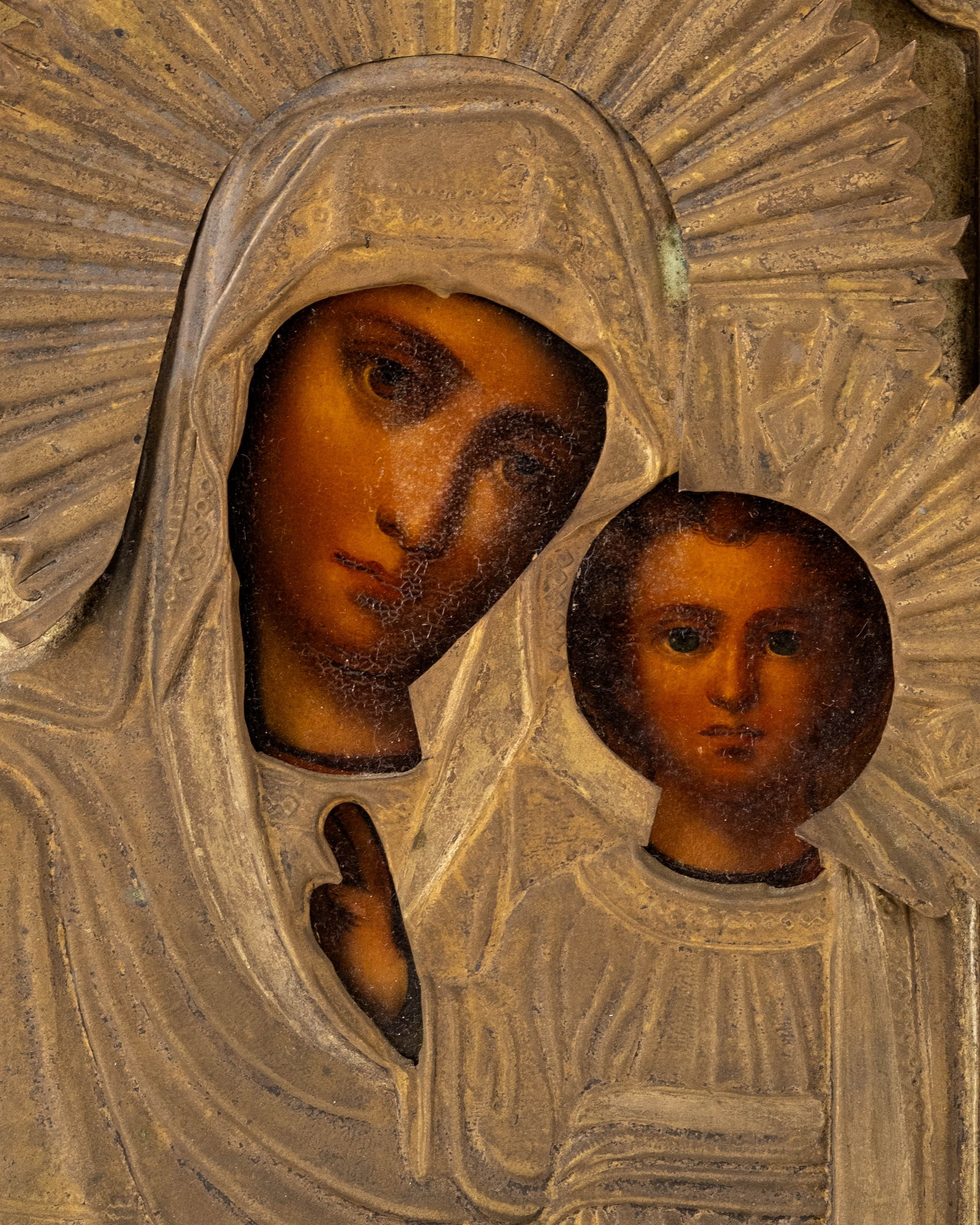 No Reserve: Russian Imperial Period Icon, Mother of God of Kazan, Oklad, C.1900 - 4