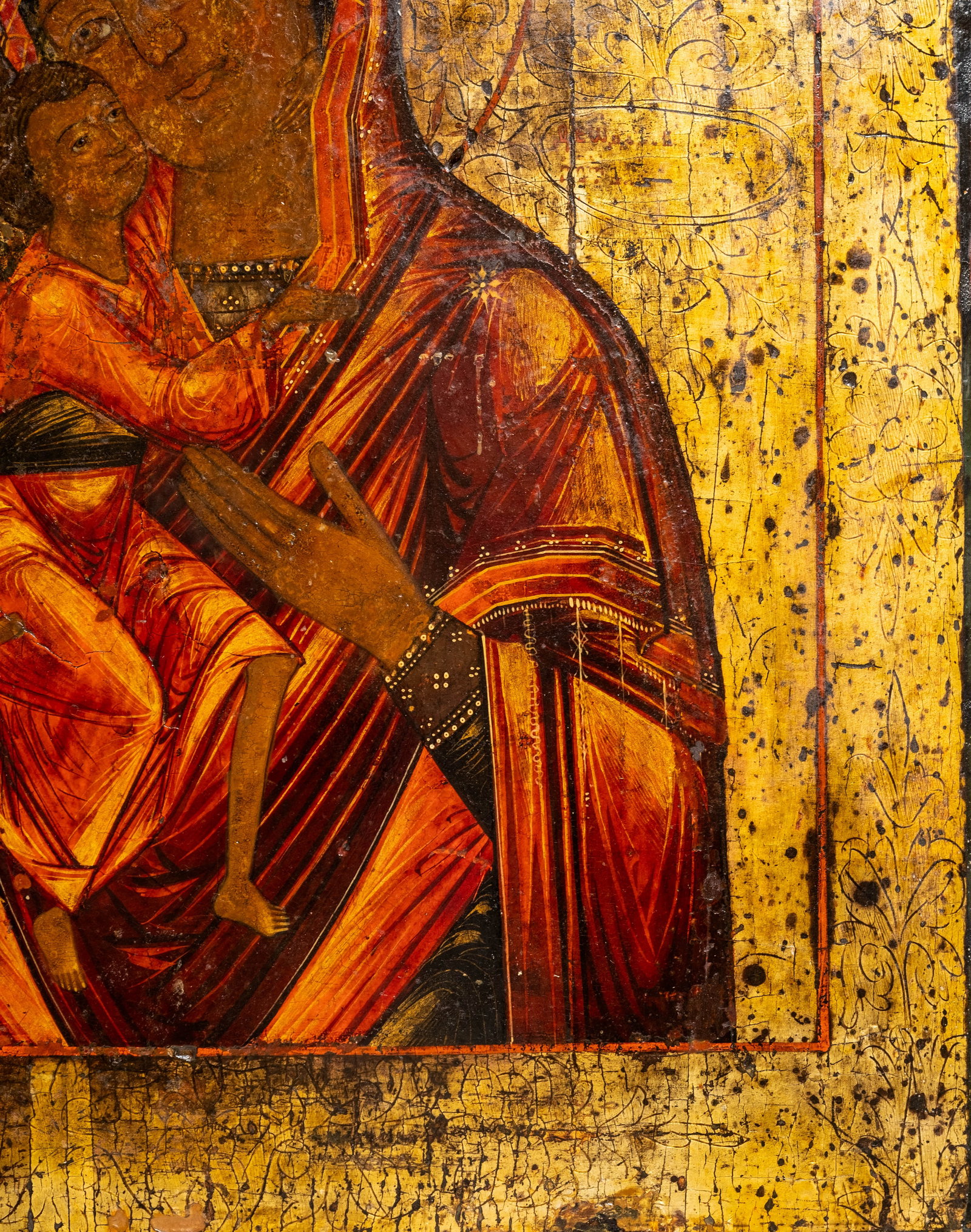 No Reserve: Circa 1800 Russian Orthodox Vladimir Mother of God Icon Tempera on Panel Painting - 6