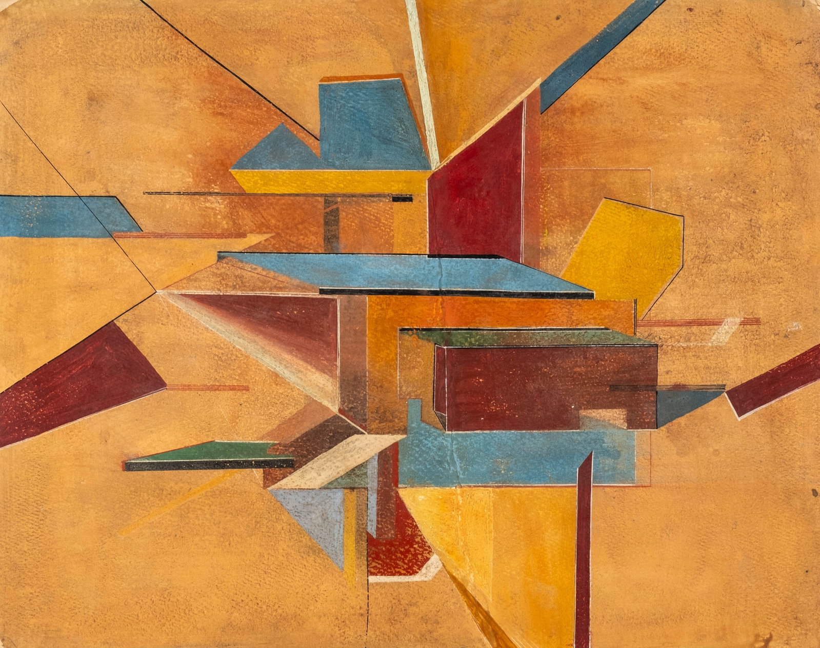 No Reserve: Mystery Artist, Constructivist Suprematist Abstract Composition Painting (1 of 8)