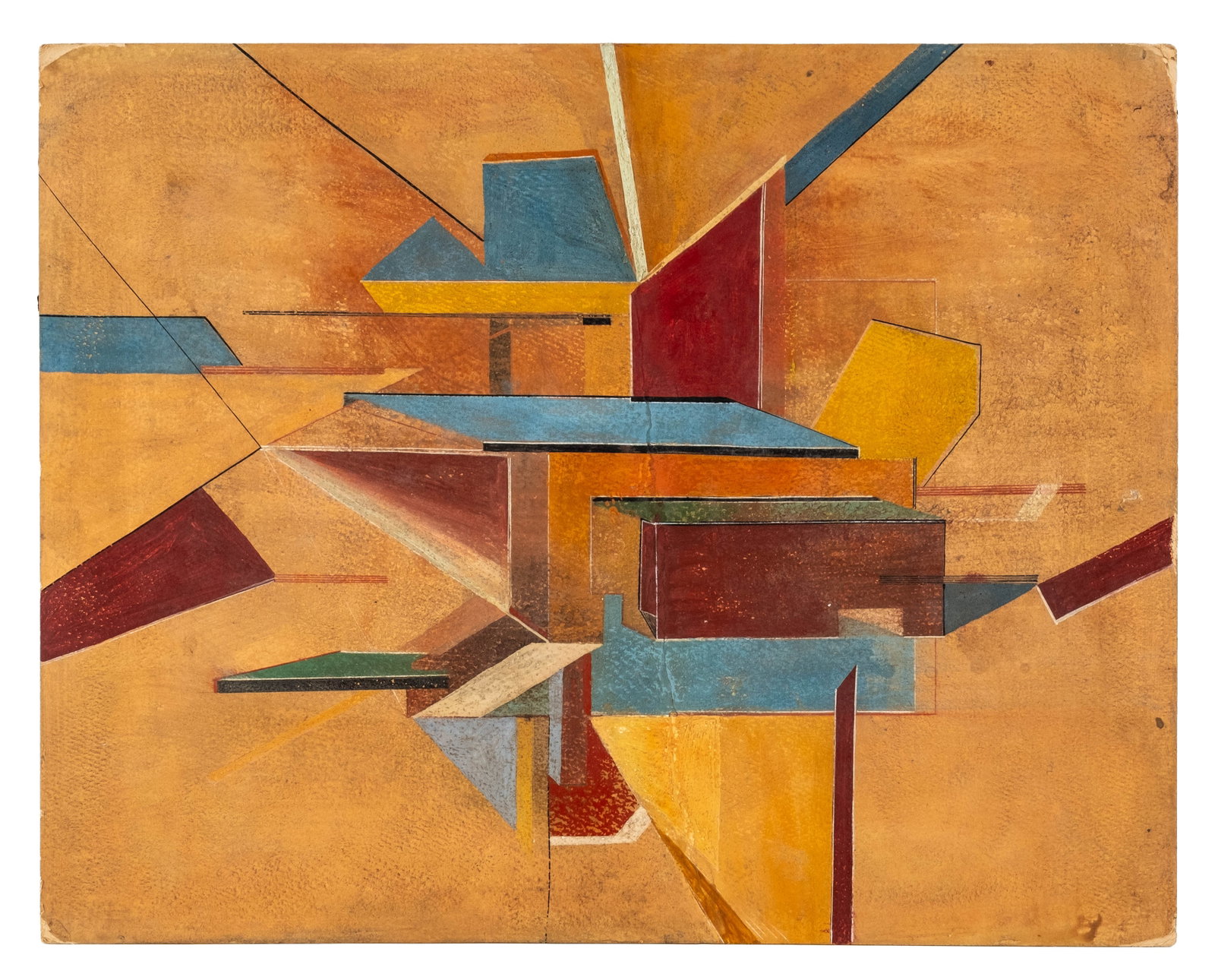 No Reserve: Mystery Artist, Constructivist Suprematist Abstract Composition Painting - 3