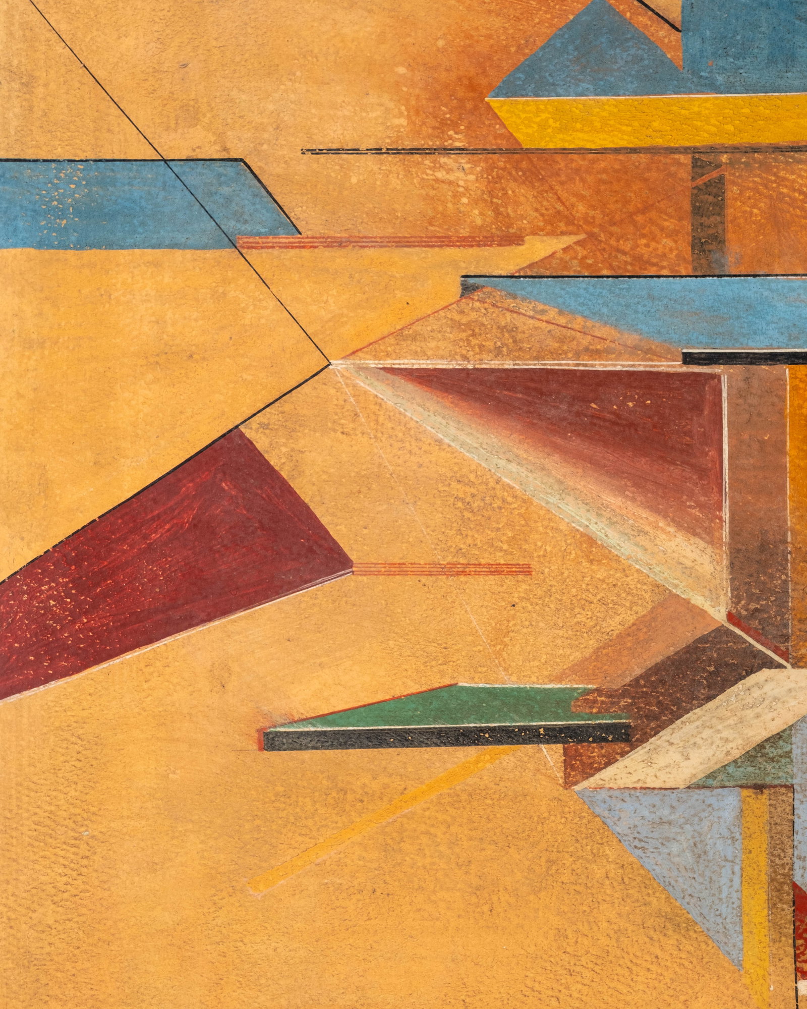 No Reserve: Mystery Artist, Constructivist Suprematist Abstract Composition Painting - 4
