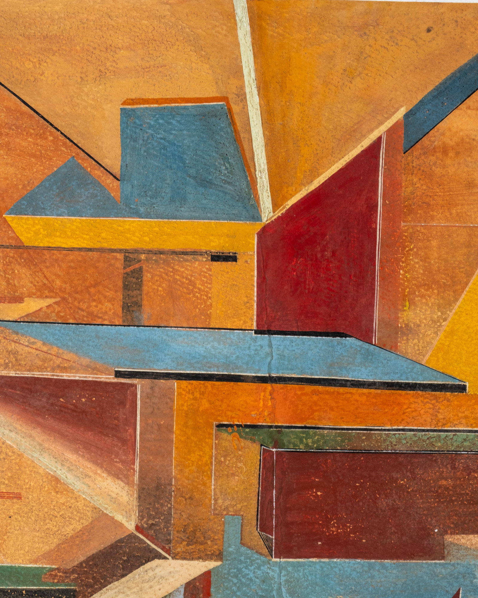No Reserve: Mystery Artist, Constructivist Suprematist Abstract Composition Painting - 5