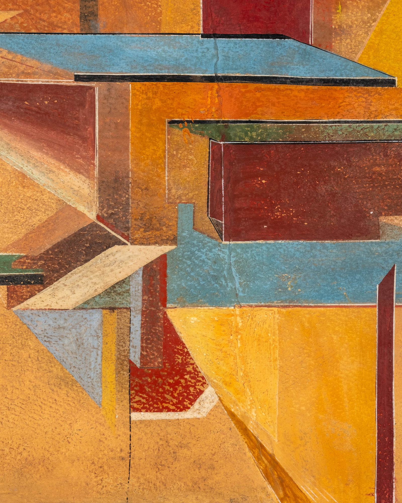 No Reserve: Mystery Artist, Constructivist Suprematist Abstract Composition Painting - 6