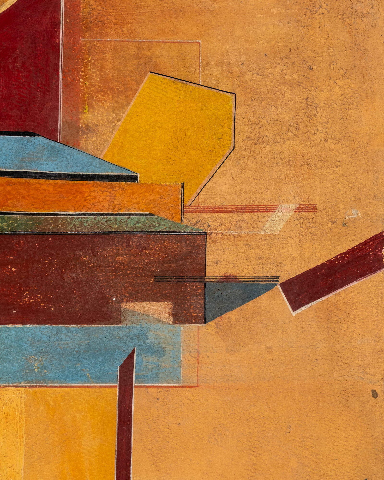 No Reserve: Mystery Artist, Constructivist Suprematist Abstract Composition Painting - 7